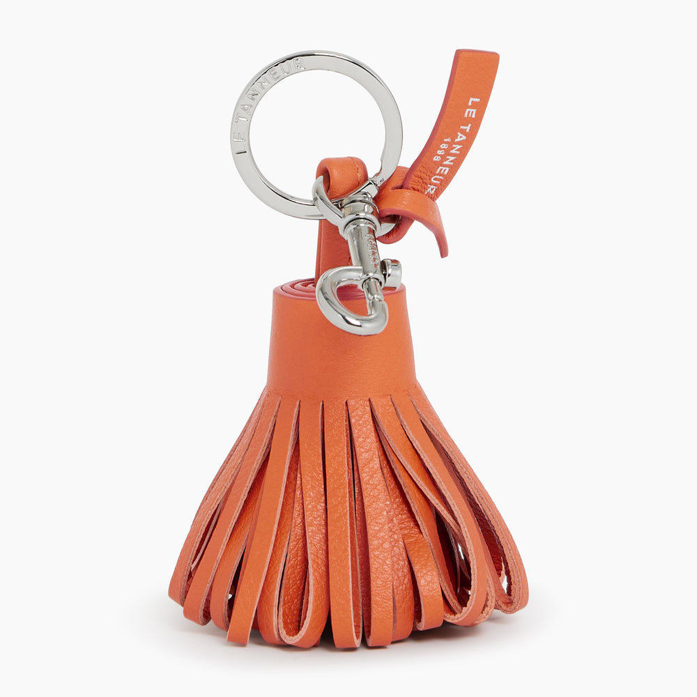 Pompom keychain in smooth leather