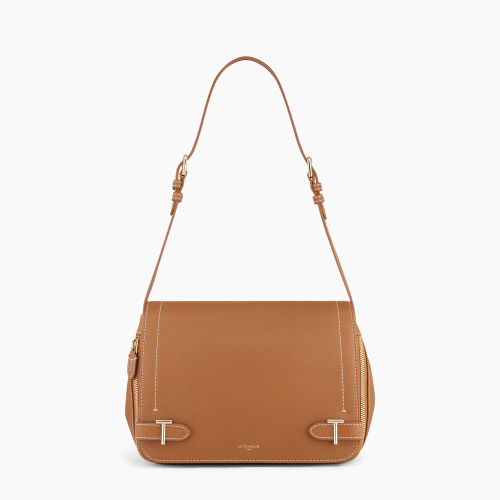 Simone medium-sized bag with crossbody strap in pebbled leather