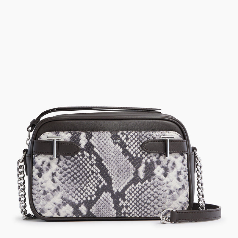 Laura crossbody bag in python-embossed leather