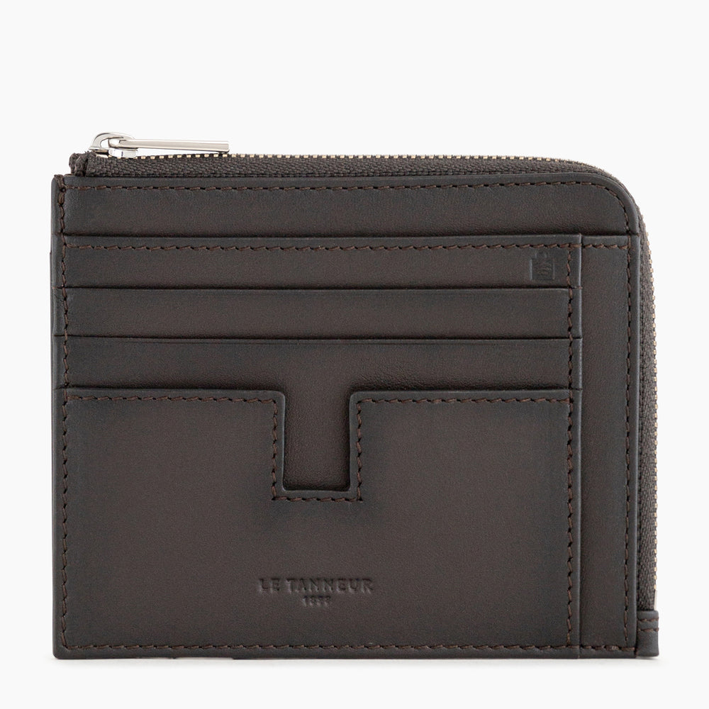 Porte cartes avec poche monnaie Albert en cuir lisse