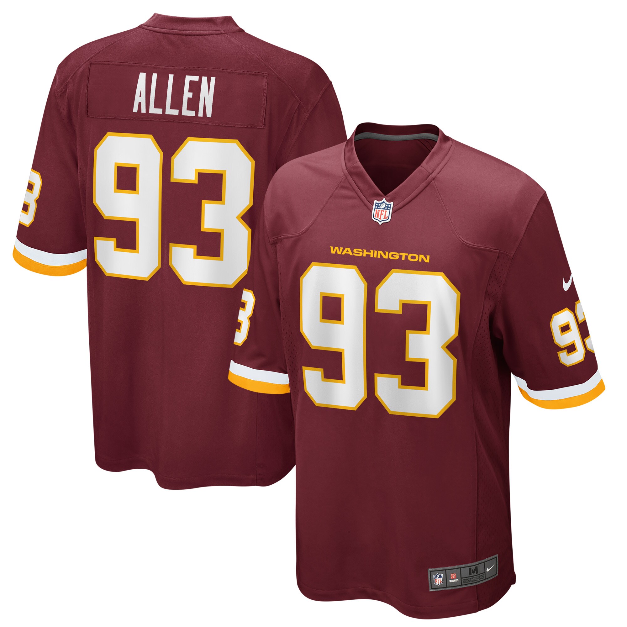 Men's Washington Football Team Jonathan Allen Nike Burgundy Game Jersey