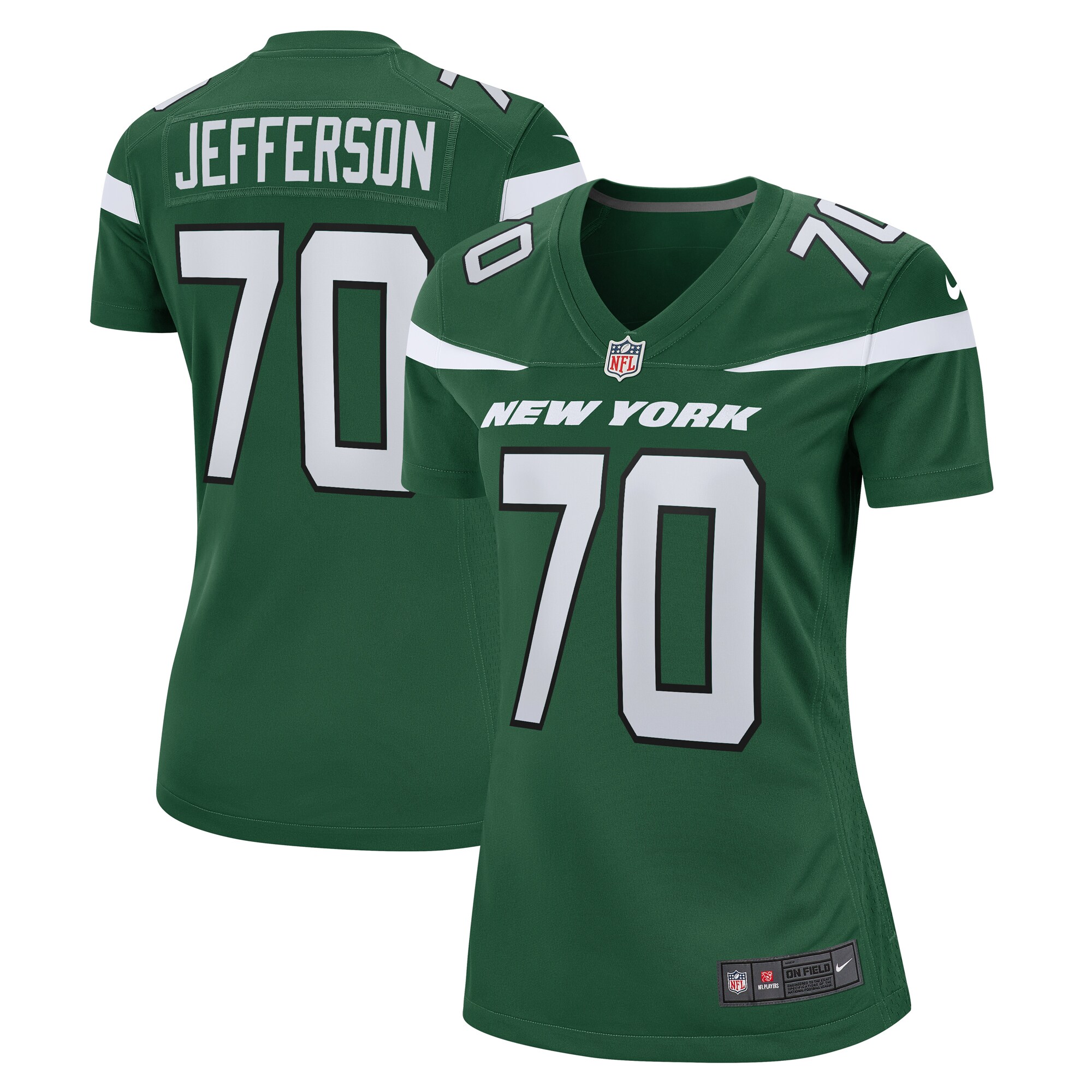 Women's New York Jets Quinton Jefferson Nike Gotham Green Team Game Jersey