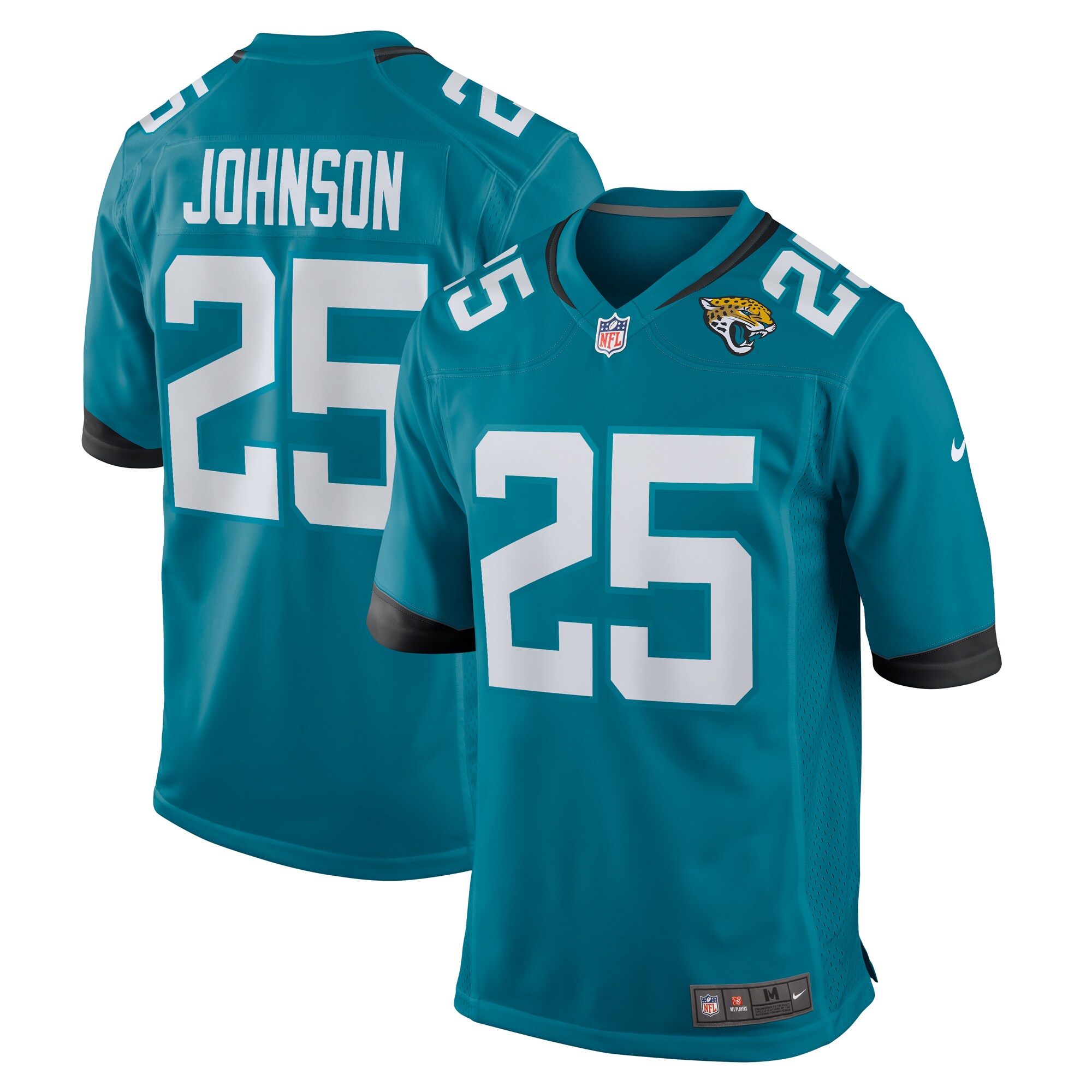 Men's Jacksonville Jaguars D'Ernest Johnson Nike Teal Team Game Jersey
