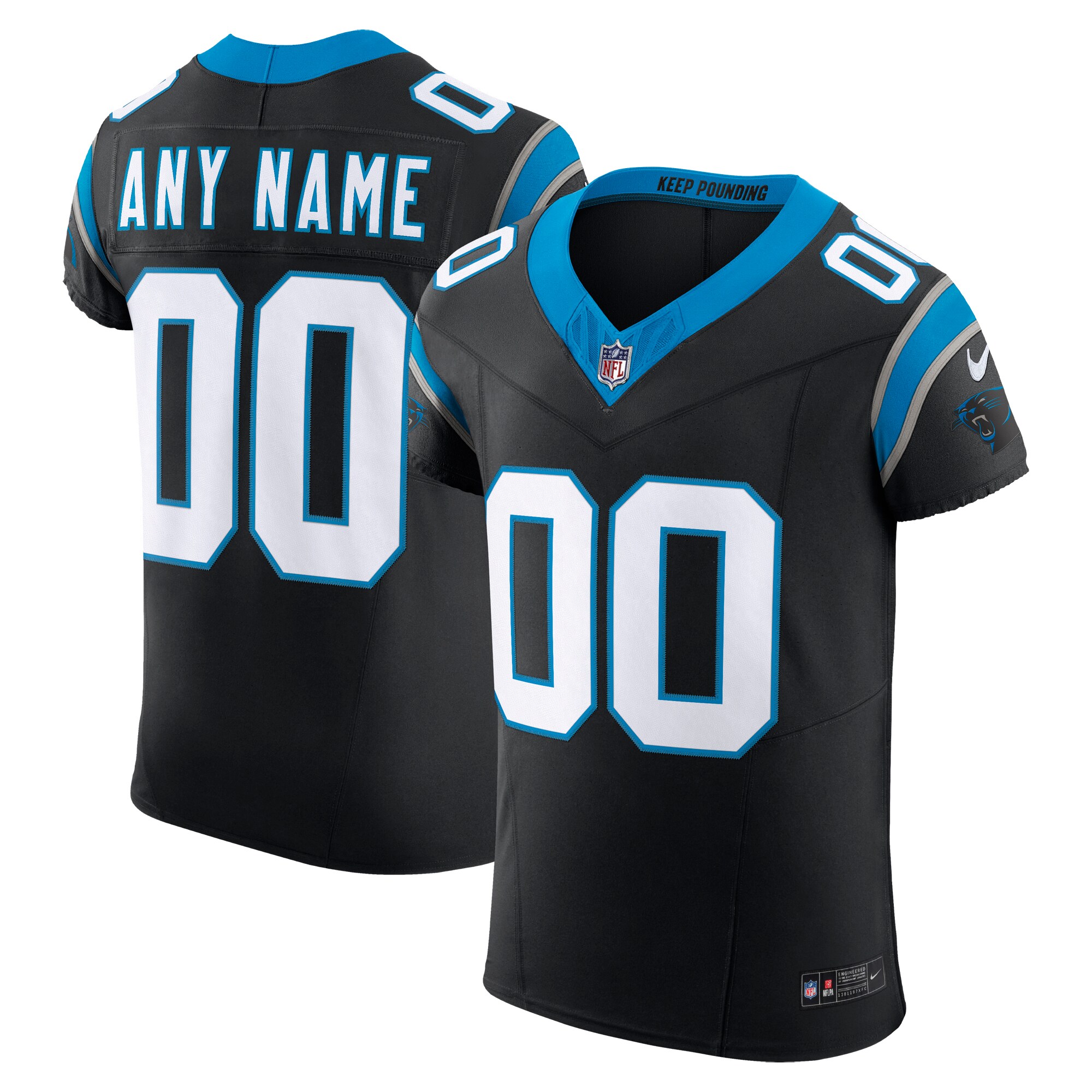Men's Carolina Panthers Nike Black Vapor F.U.S.E. Elite Custom Jersey