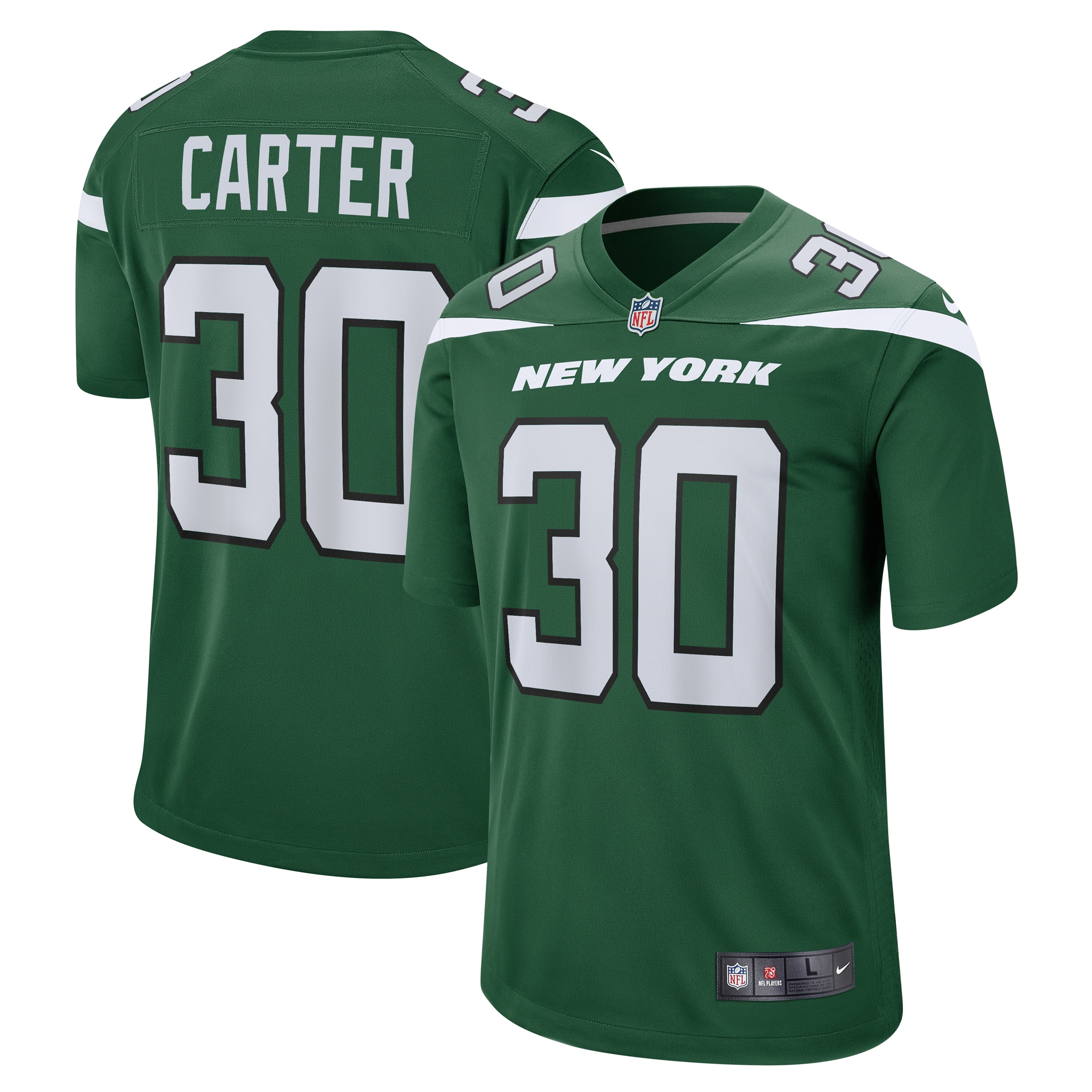 Men's New York Jets Michael Carter Nike Gotham Green Team Game Jersey