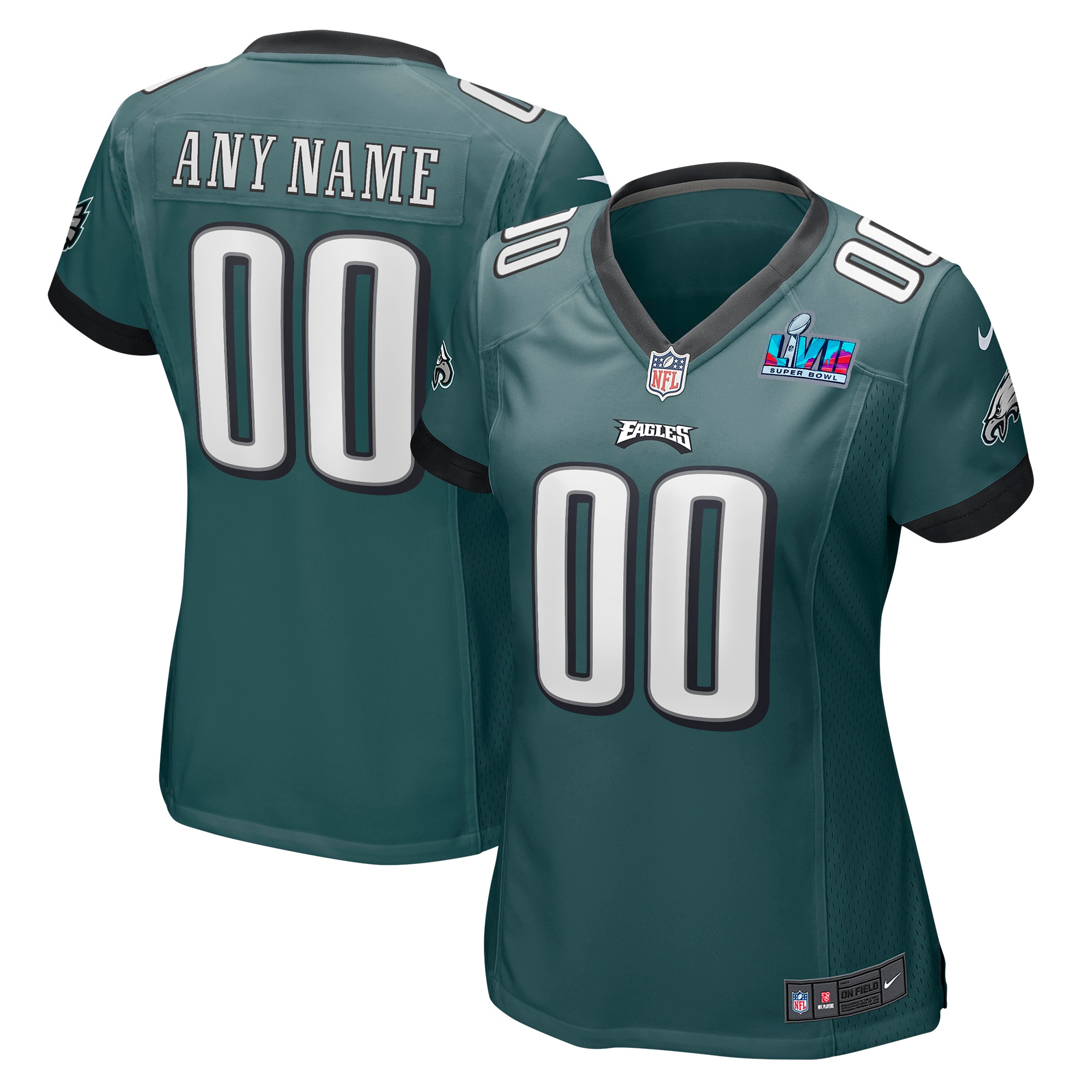 Women's Philadelphia Eagles Nike Midnight Green Super Bowl LVII Game Custom Jersey