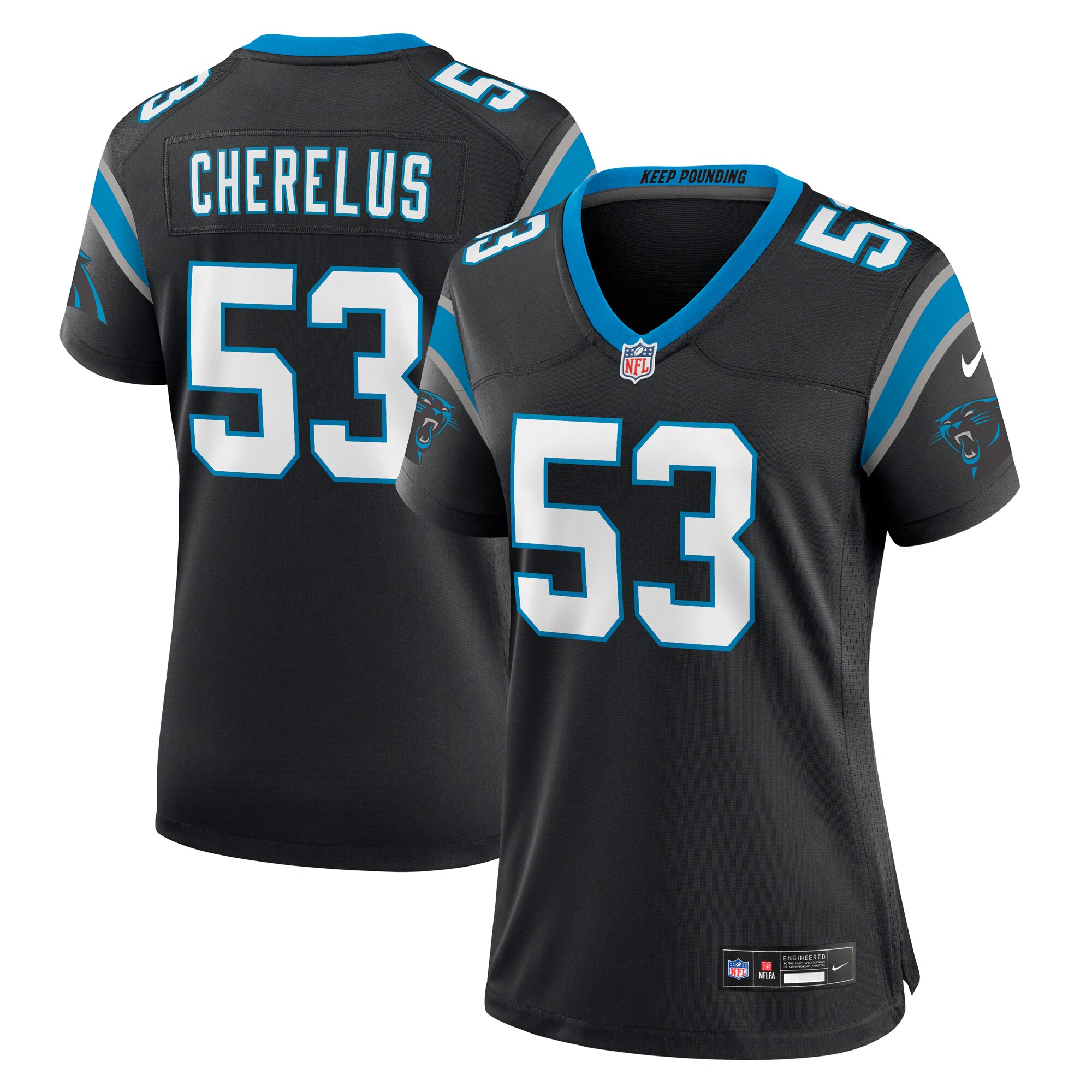 Women's Carolina Panthers Claudin Cherelus Nike Black Team Game Jersey
