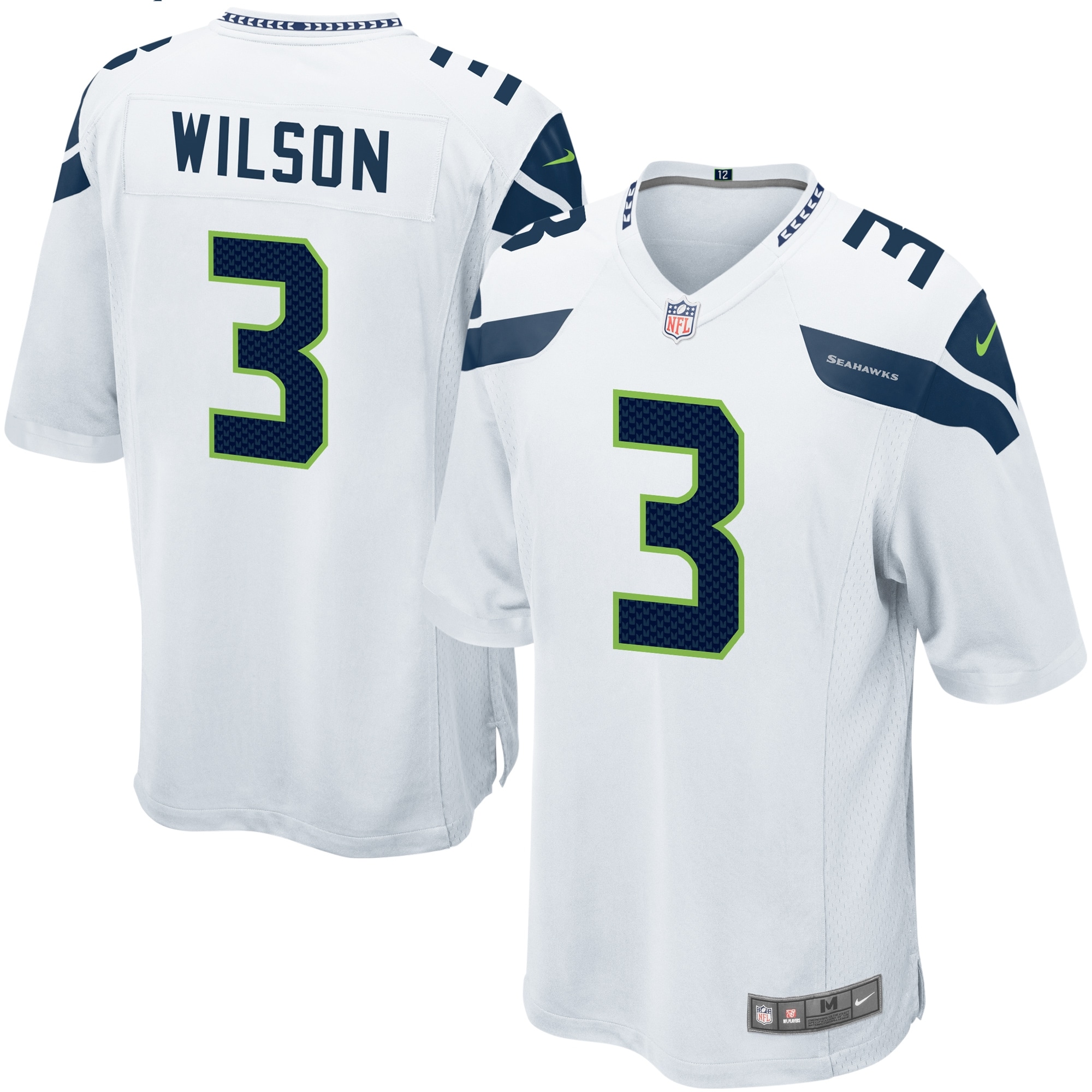 Mens Seattle Seahawks Russell Wilson Nike White Game Jersey