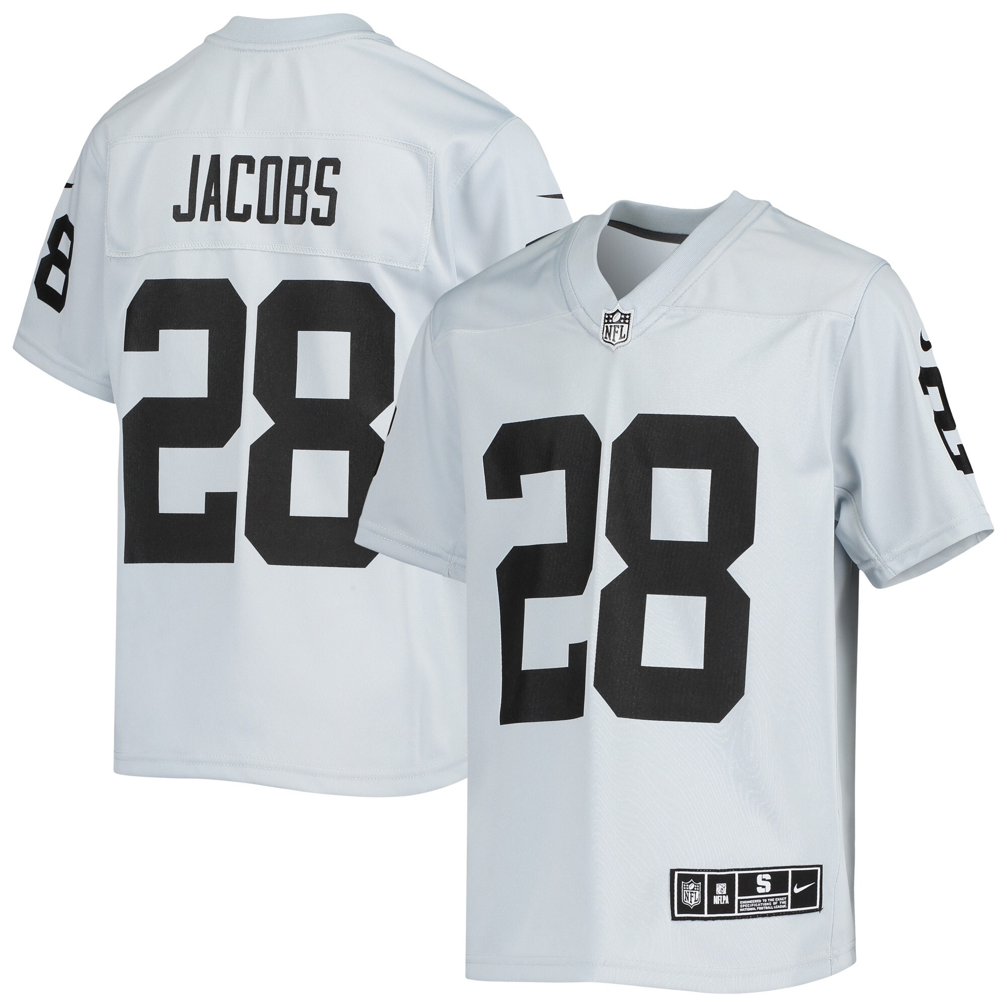 Youth Las Vegas Raiders Josh Jacobs Nike Silver Inverted Team Game Jersey