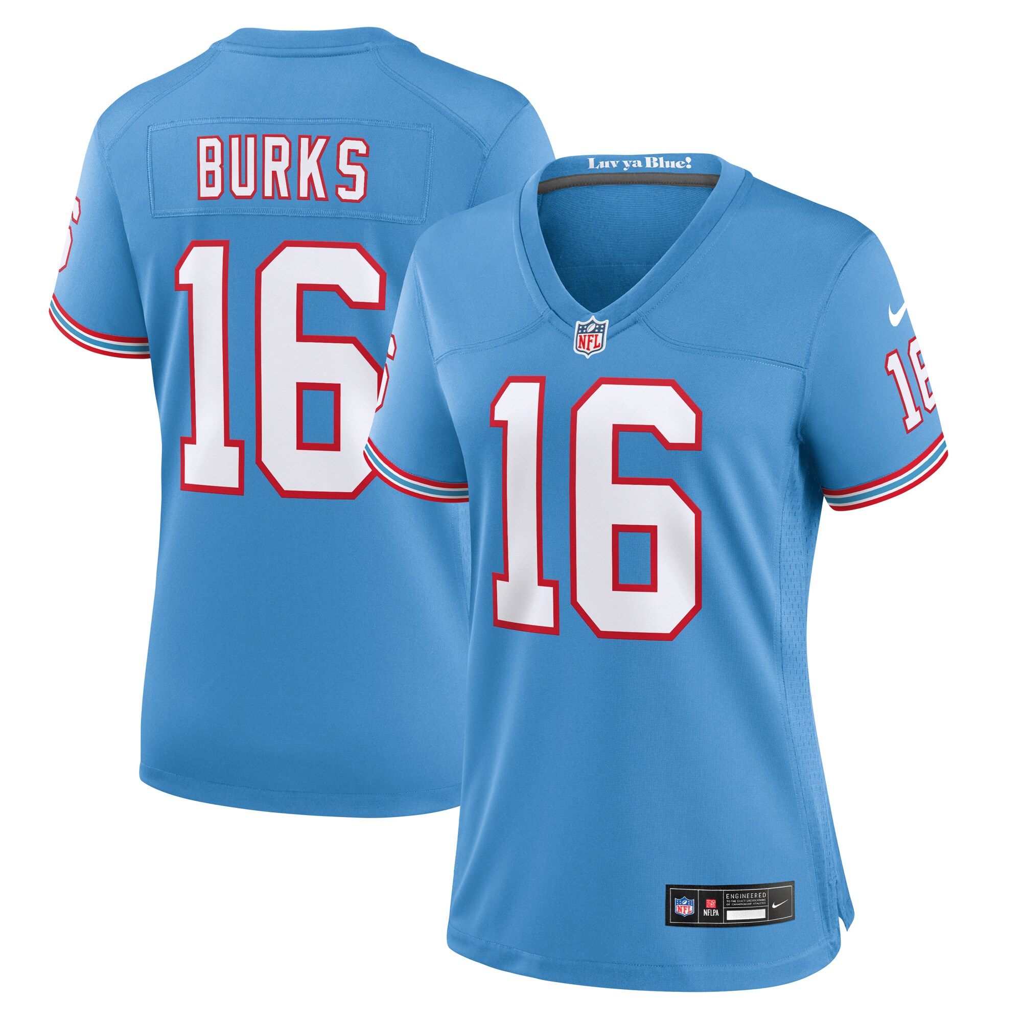 Women's Tennessee Titans Treylon Burks Nike Light Blue Oilers Throwback Player Game Jersey