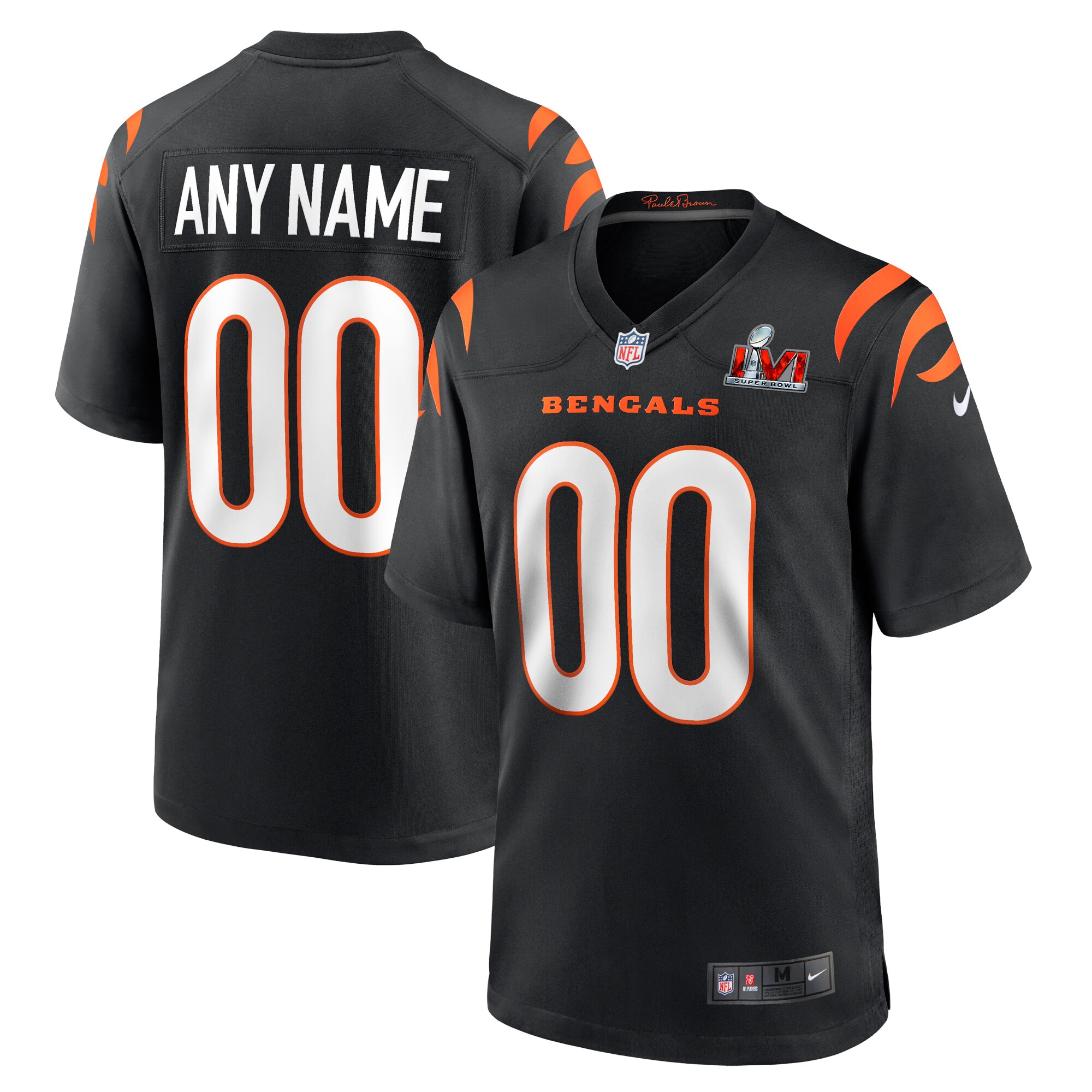 Men's Cincinnati Bengals Nike Black Super Bowl LVI Game Custom Jersey