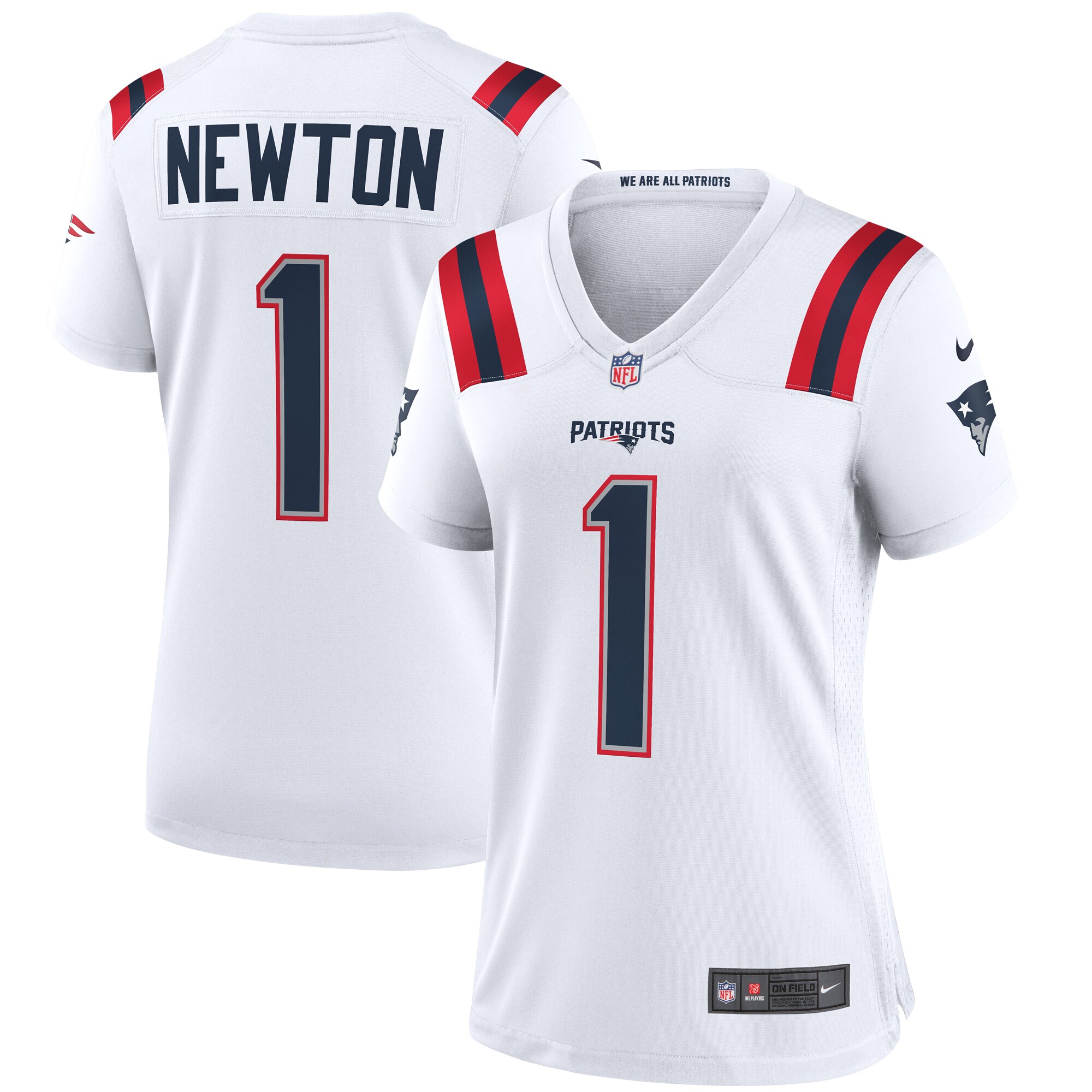 Women's New England Patriots Cam Newton Nike White Game Jersey