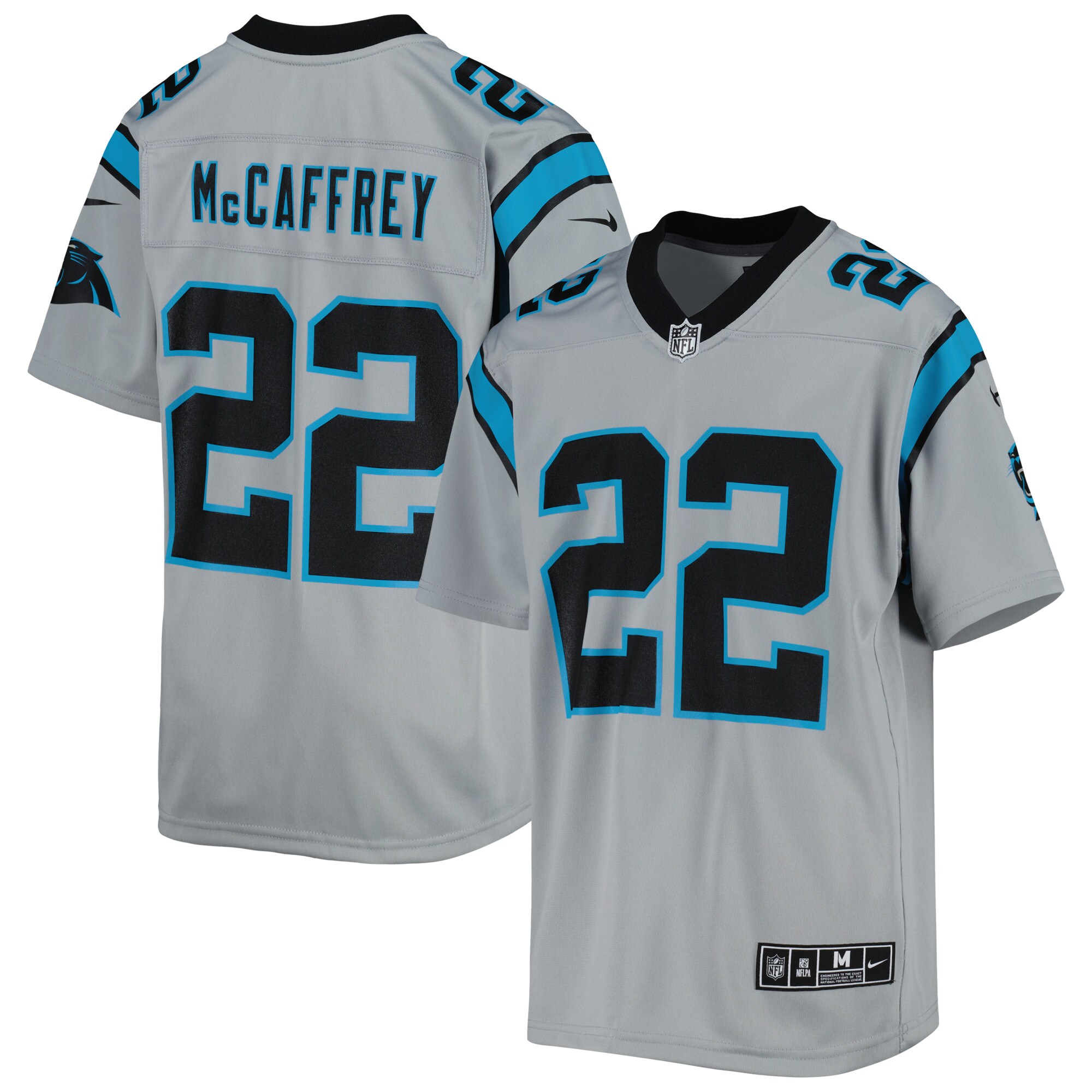 Youth Carolina Panthers Christian McCaffrey Nike Silver Inverted Team Game Jersey