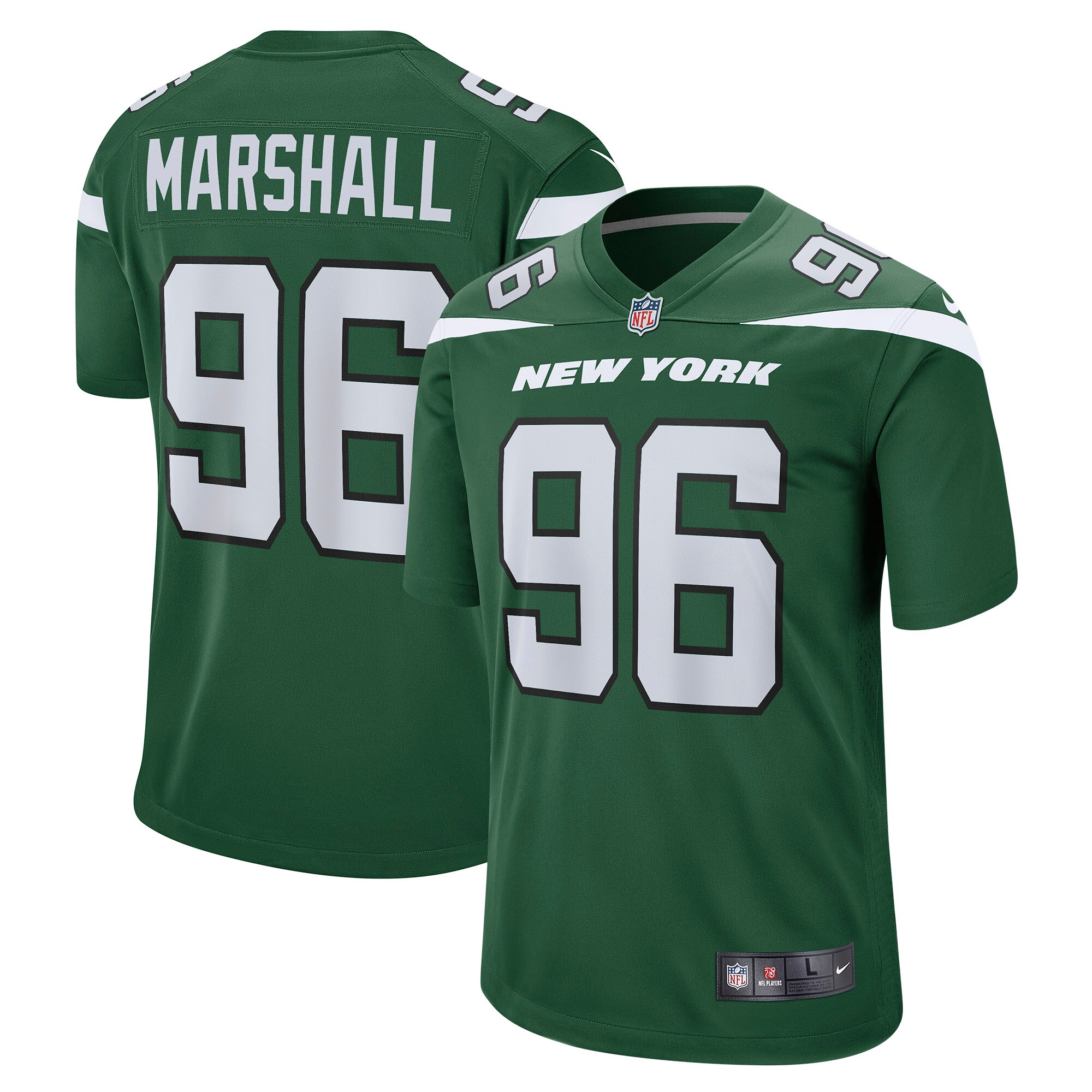 Men's New York Jets Jonathan Marshall Nike Gotham Green Game Jersey