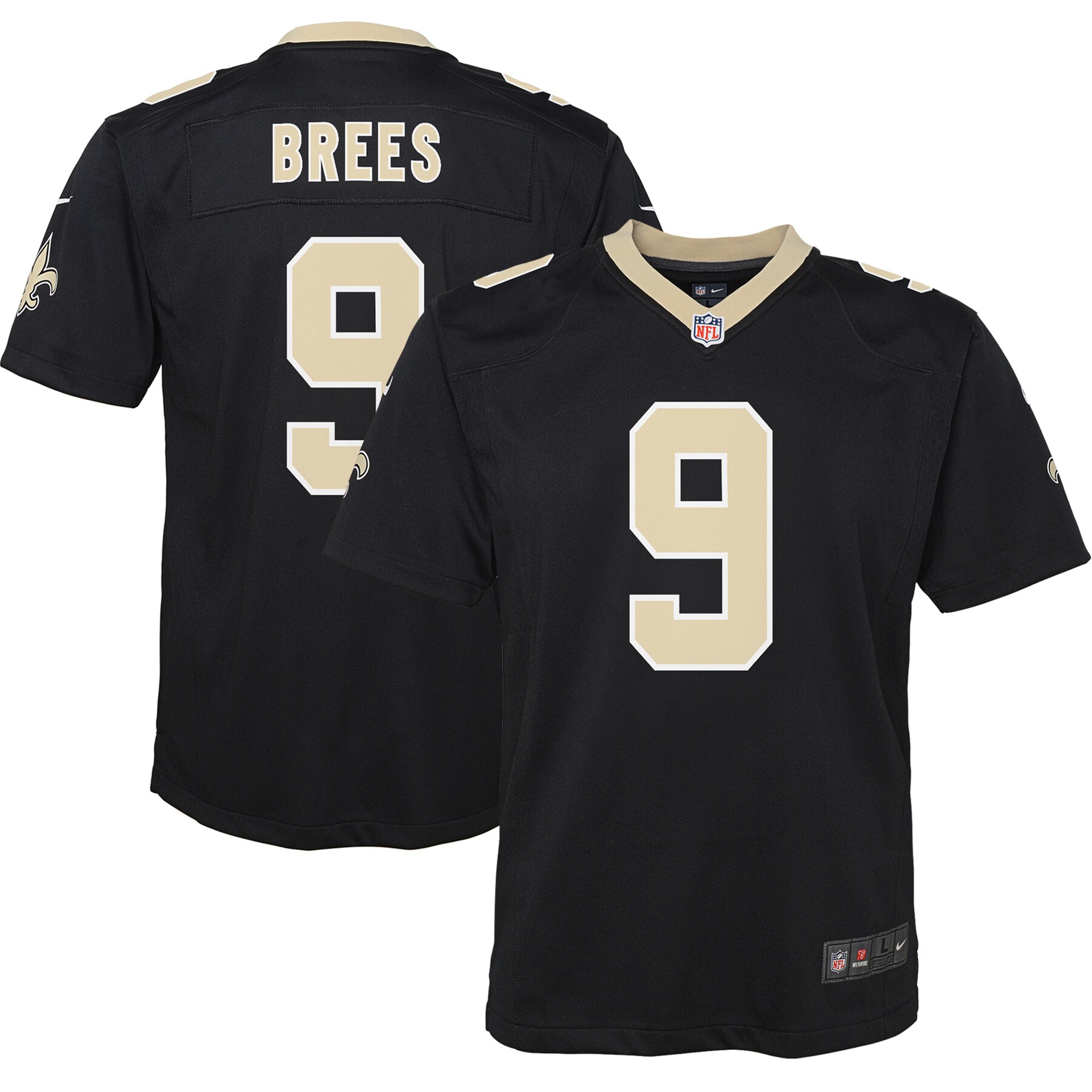 Youth New Orleans Saints Drew Brees Nike Black Team Color Game Jersey