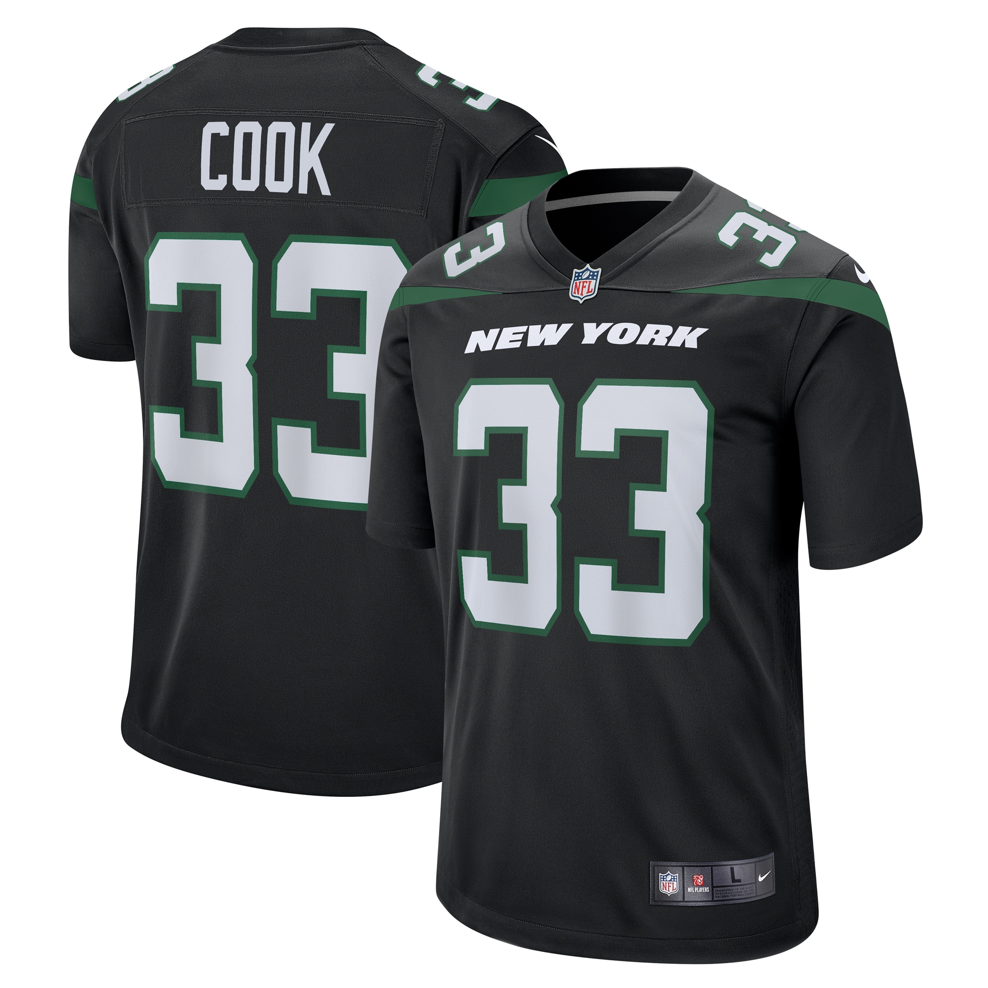 Men's New York Jets Dalvin Cook Nike Stealth Black Alternate Game Player Jersey