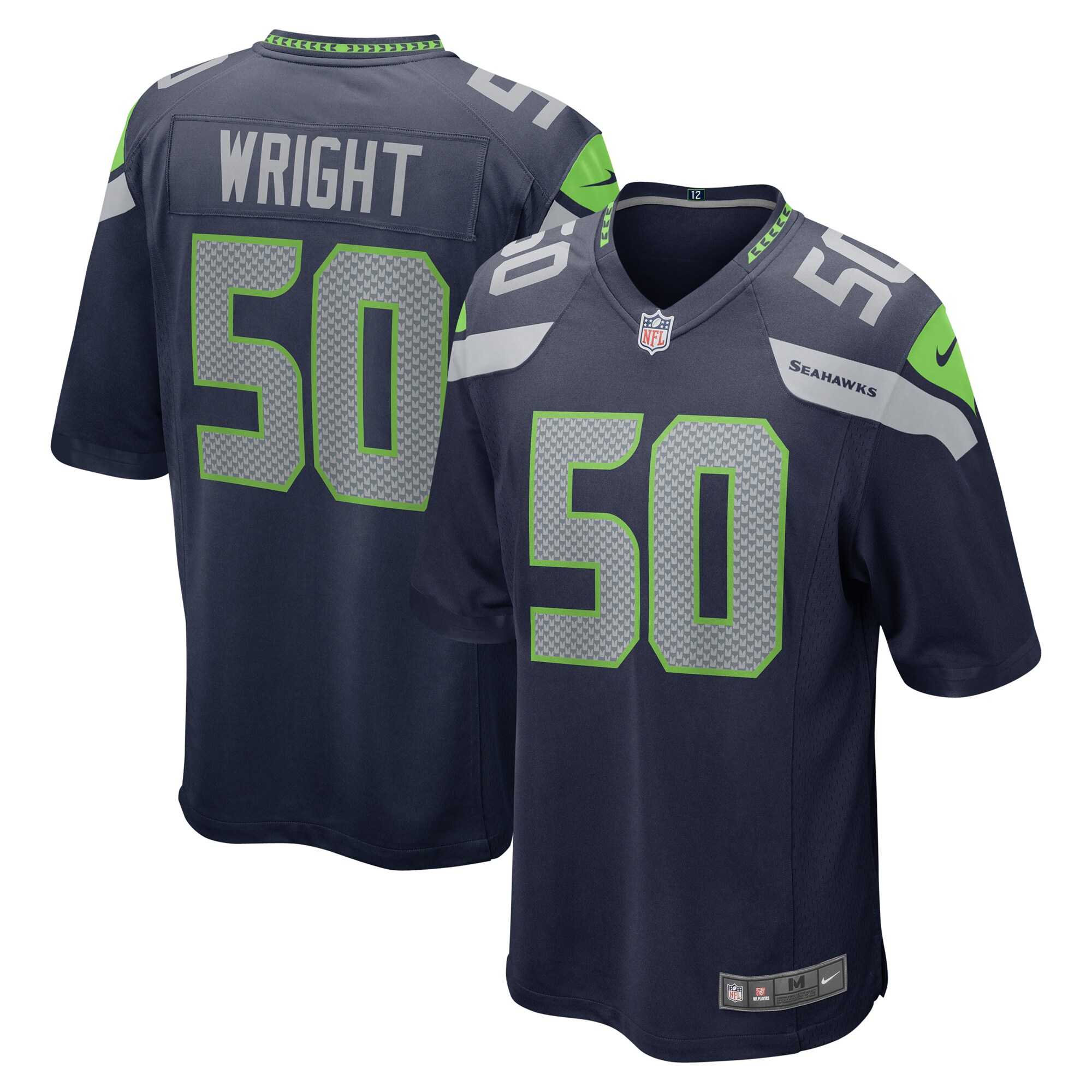 Men's Seattle Seahawks K.J. Wright Nike College Navy Game Jersey