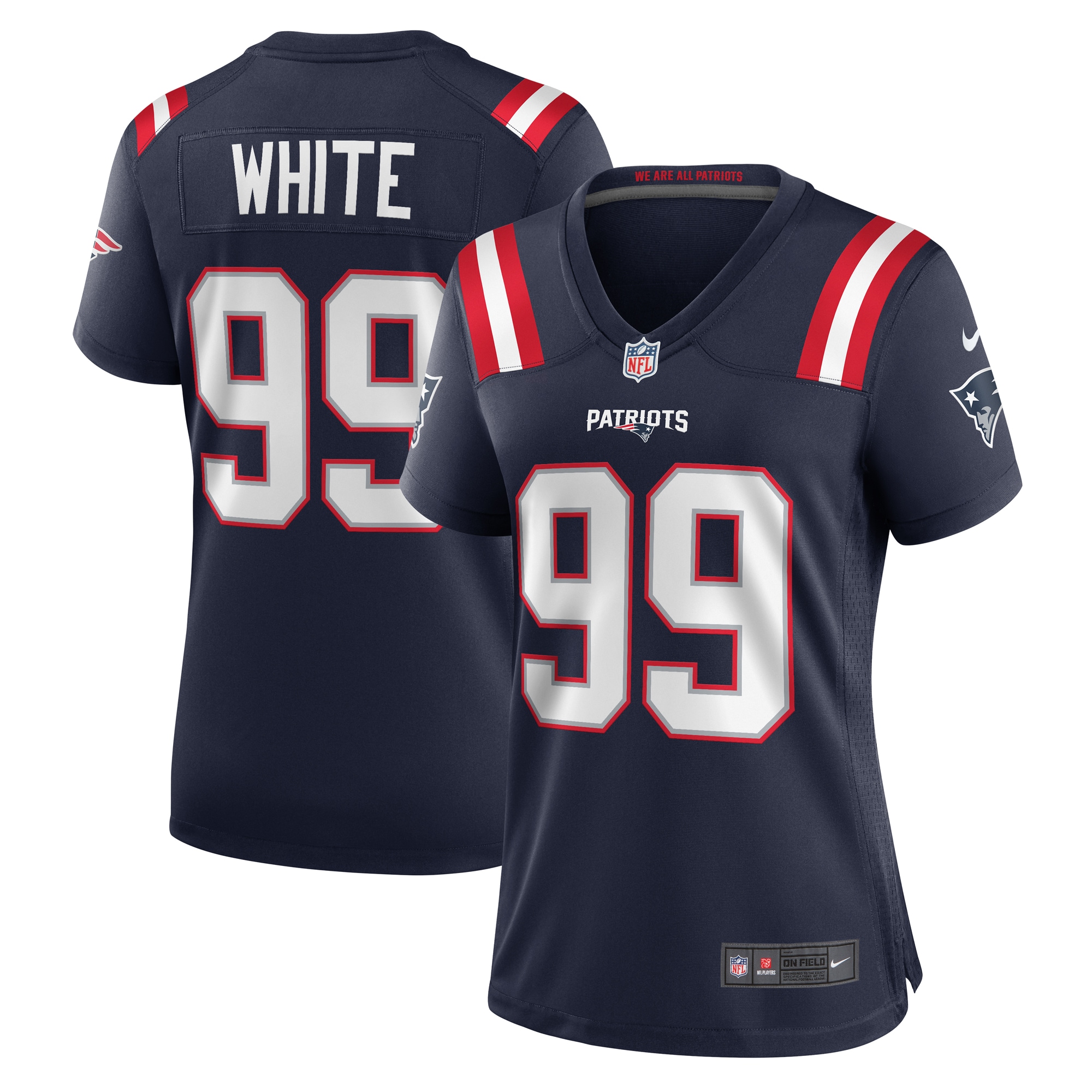 Women's New England Patriots Keion White Nike Navy Team Game Jersey