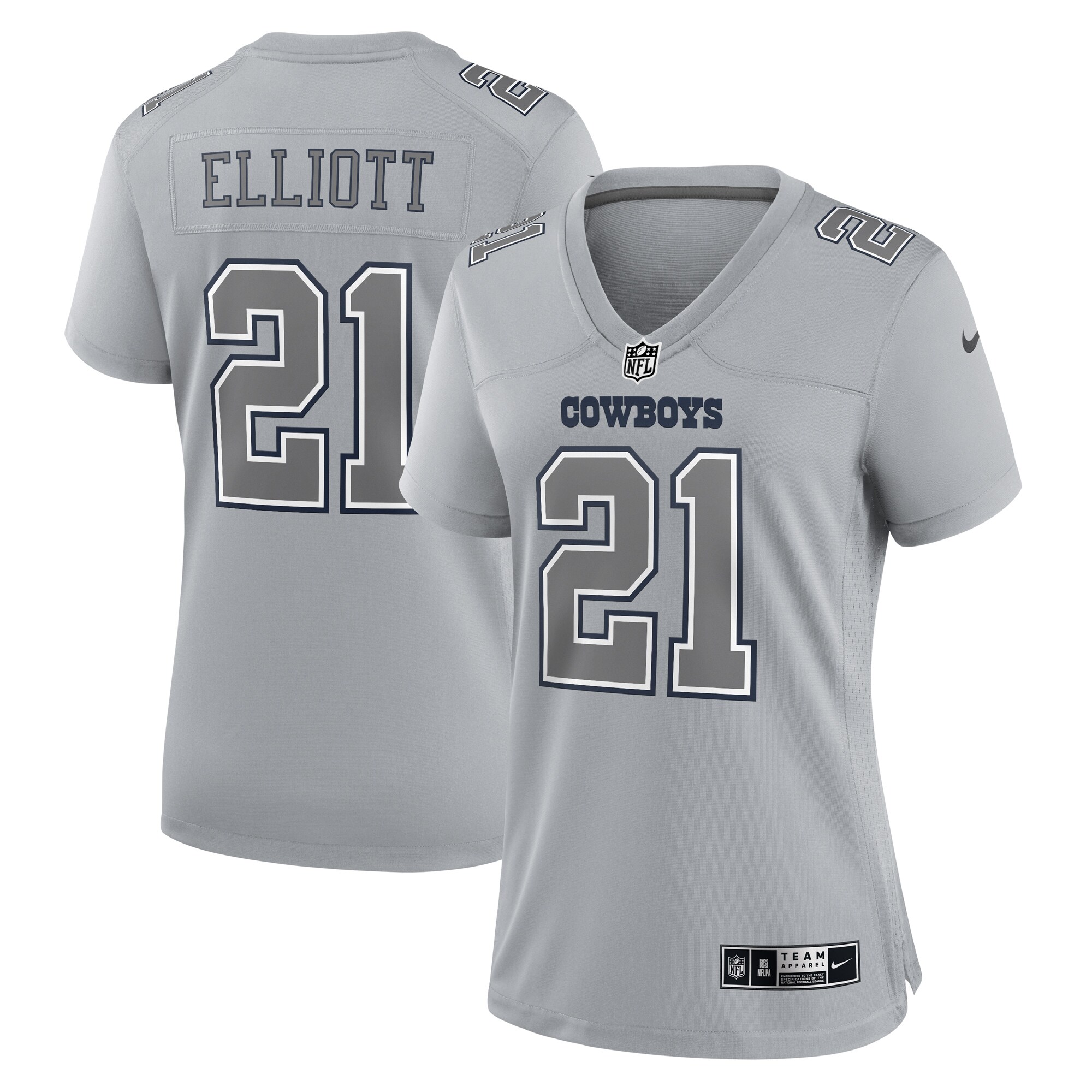 Women's Dallas Cowboys Ezekiel Elliott Nike Gray Atmosphere Fashion Game Jersey