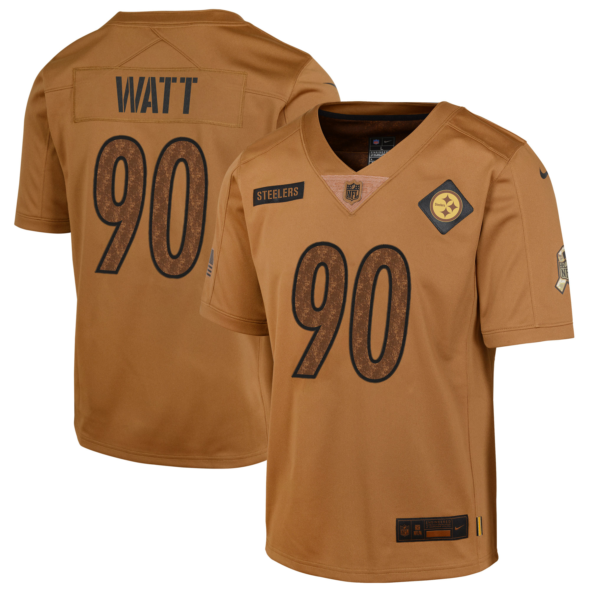 Youth Pittsburgh Steelers T.J. Watt Nike Brown 2023 Salute To Service Limited Jersey