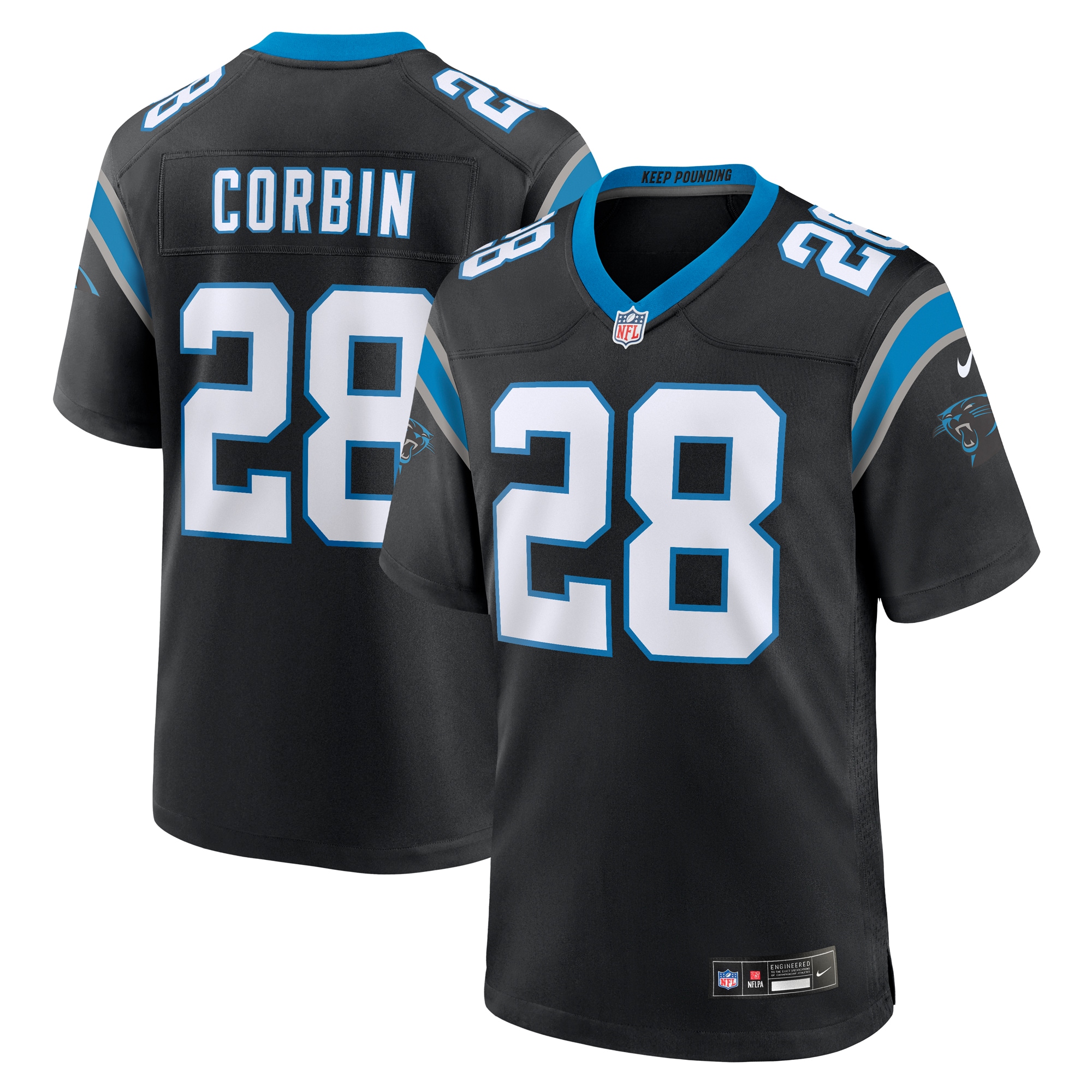 Men's Carolina Panthers Jashaun Corbin Nike Black Team Game Jersey