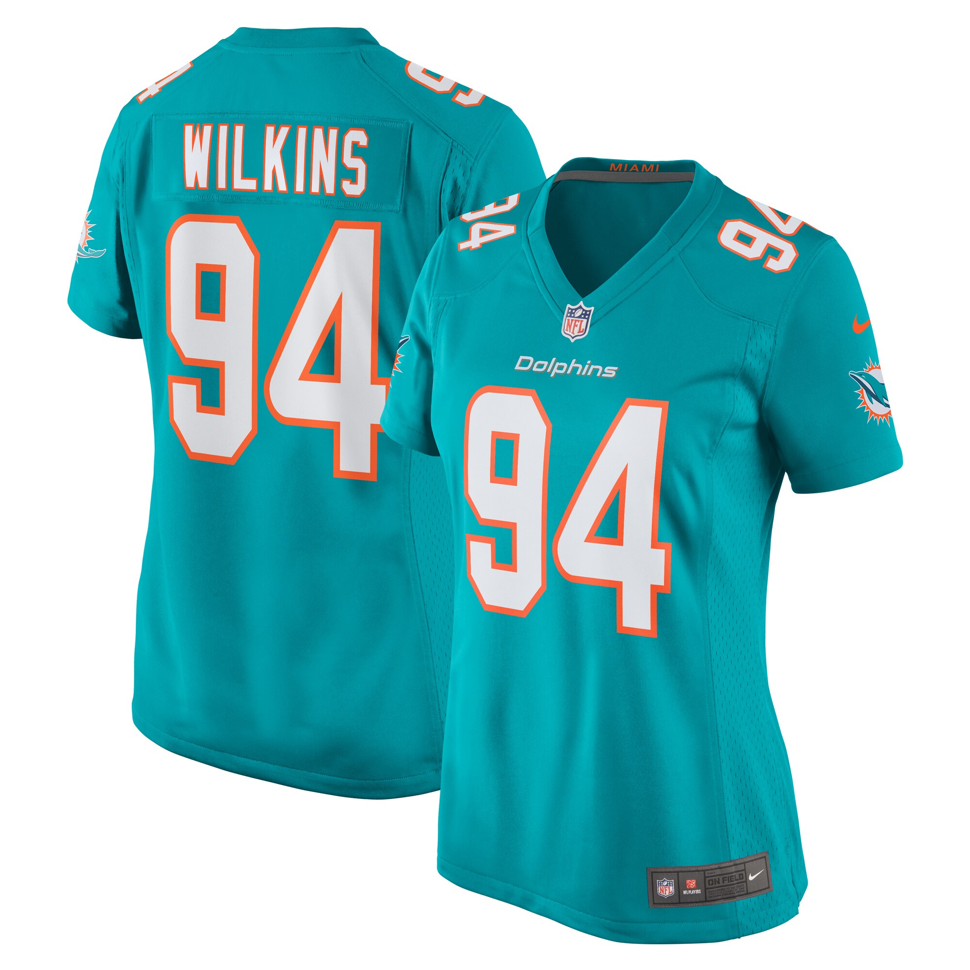Women's Miami Dolphins Christian Wilkins Nike Aqua Team Game Jersey