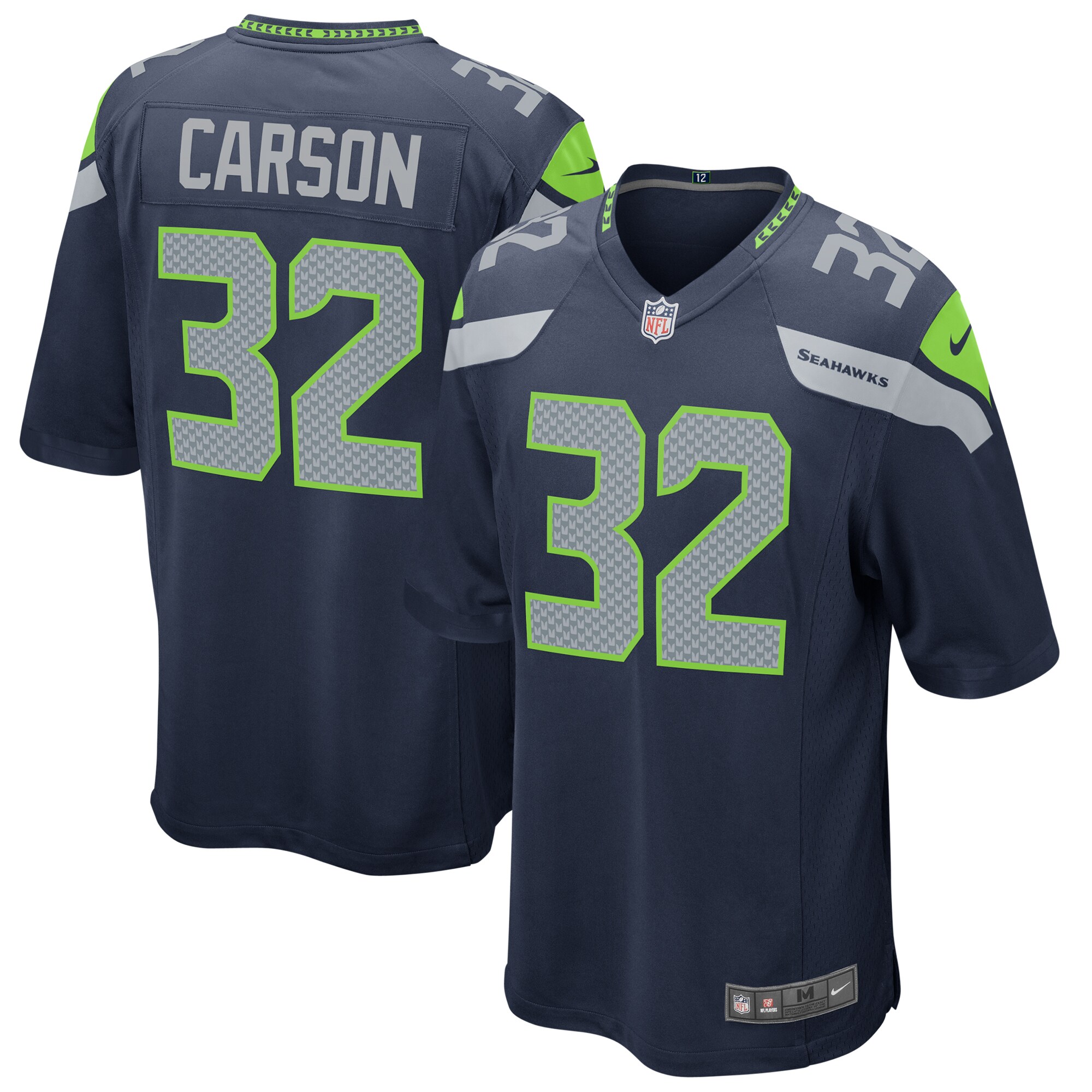 Men's Seattle Seahawks Chris Carson Nike College Navy Game Jersey