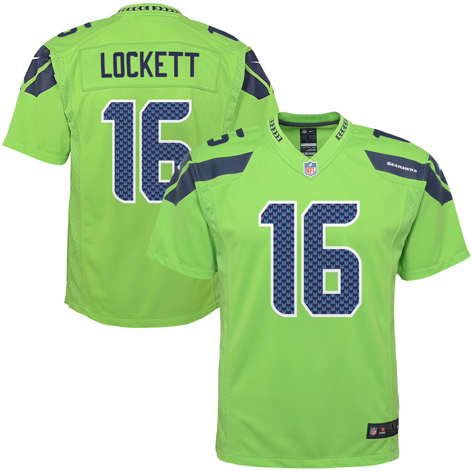 Youth Seattle Seahawks Tyler Lockett Nike Neon Green Game Jersey