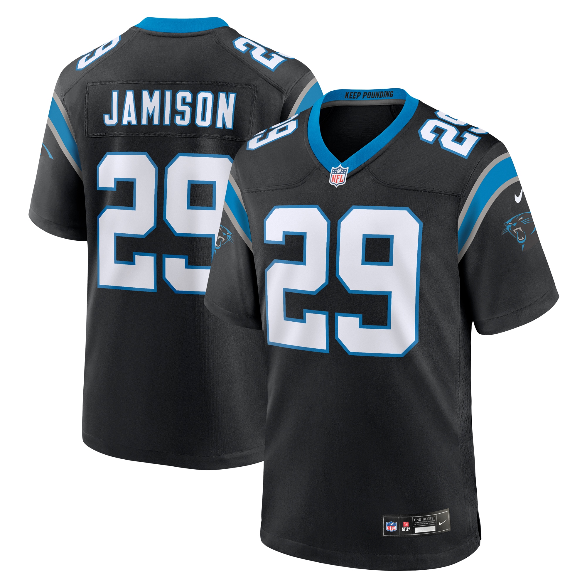 Men's Carolina Panthers D'Shawn Jamison Nike Black Team Game Jersey