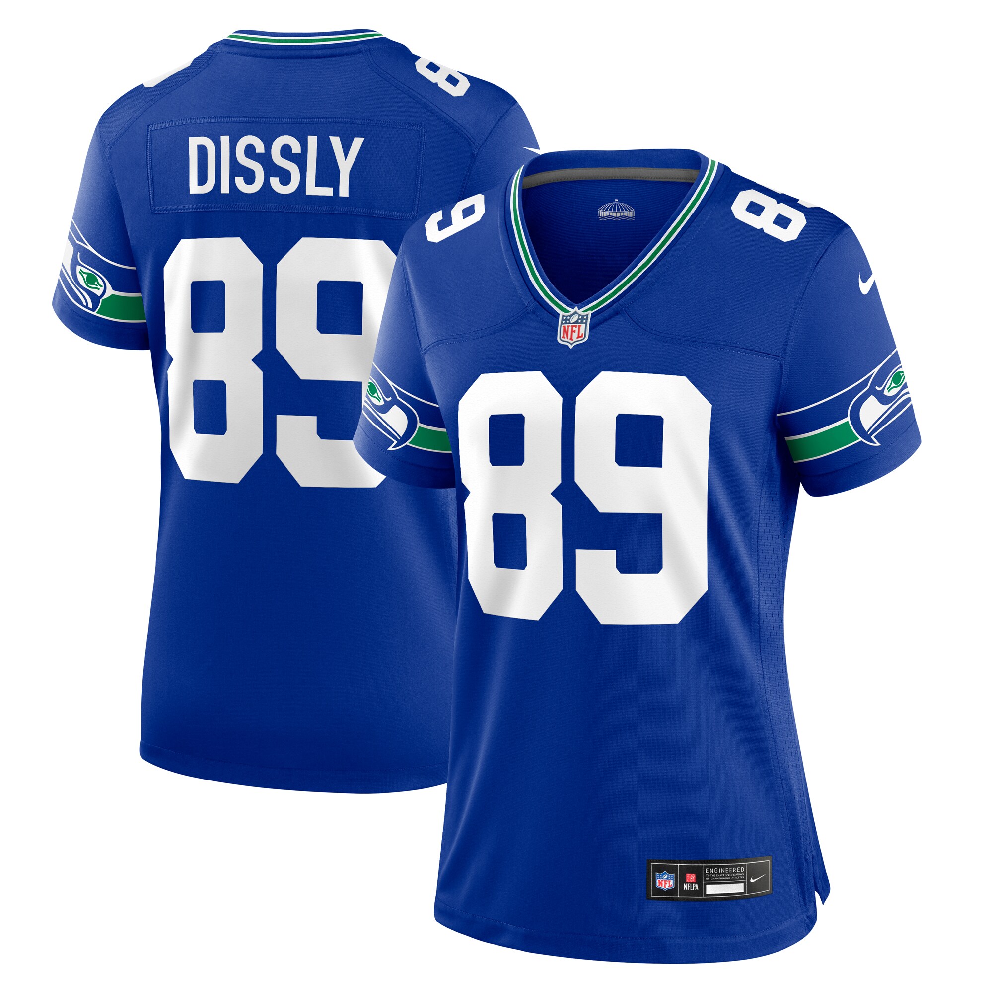 Women's Seattle Seahawks Will Dissly Nike Royal Throwback Player Game Jersey