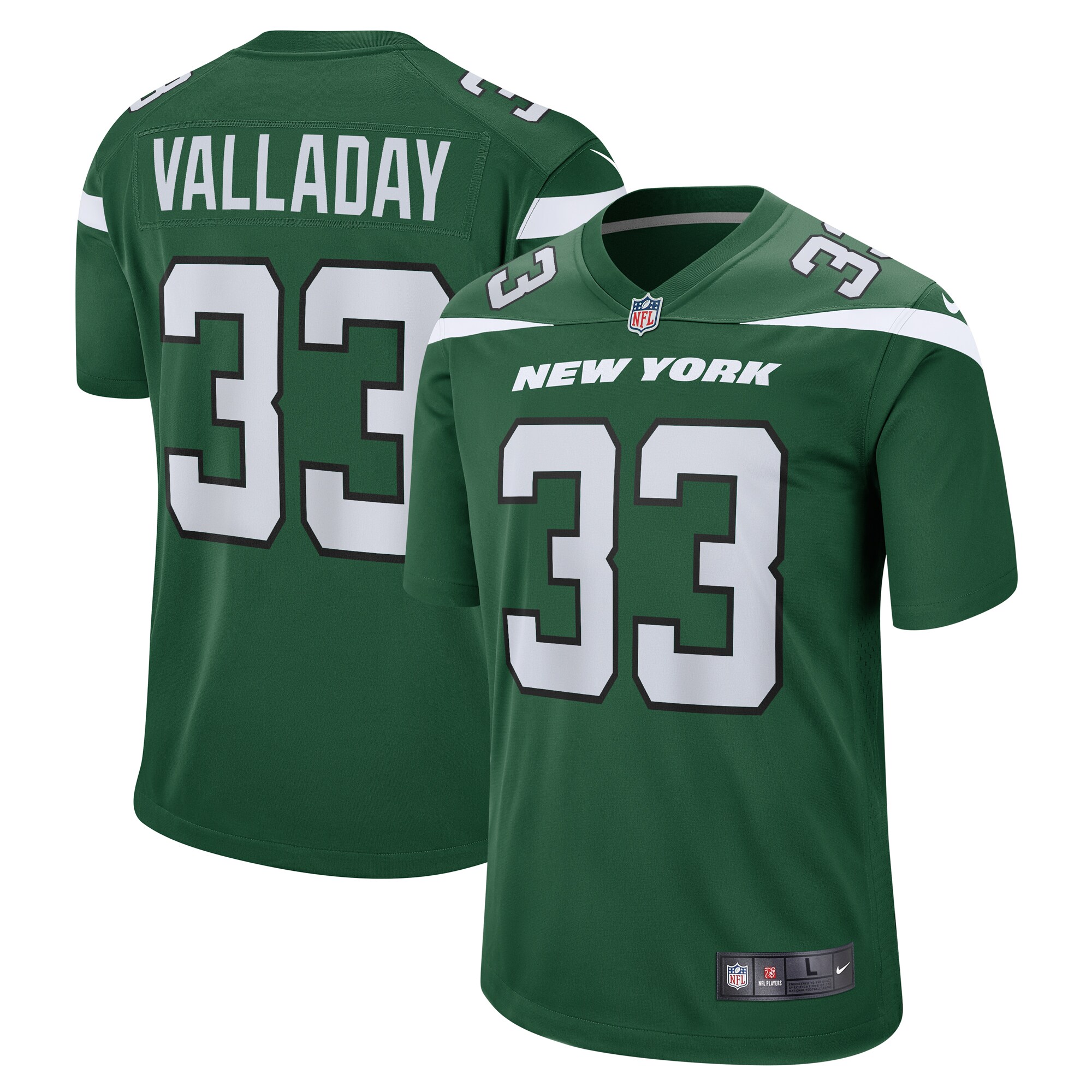 Men's New York Jets Xazavian Valladay Nike Gotham Green Team Game Jersey