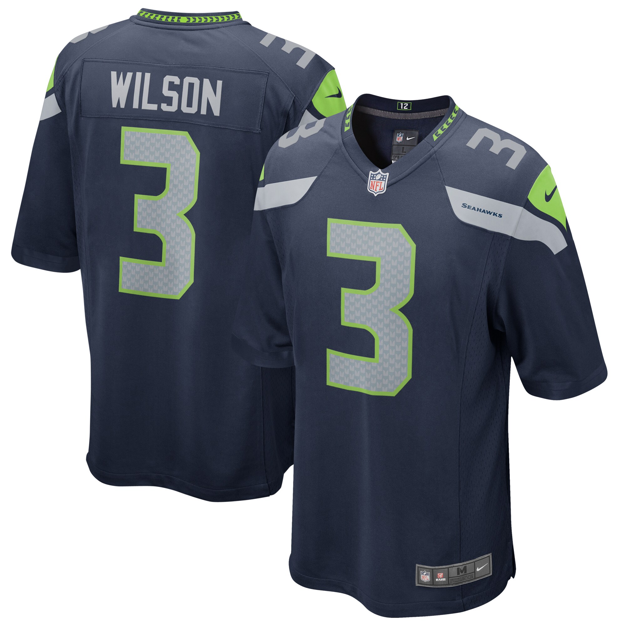 Men's Seattle Seahawks Russell Wilson Nike College Navy Game Jersey