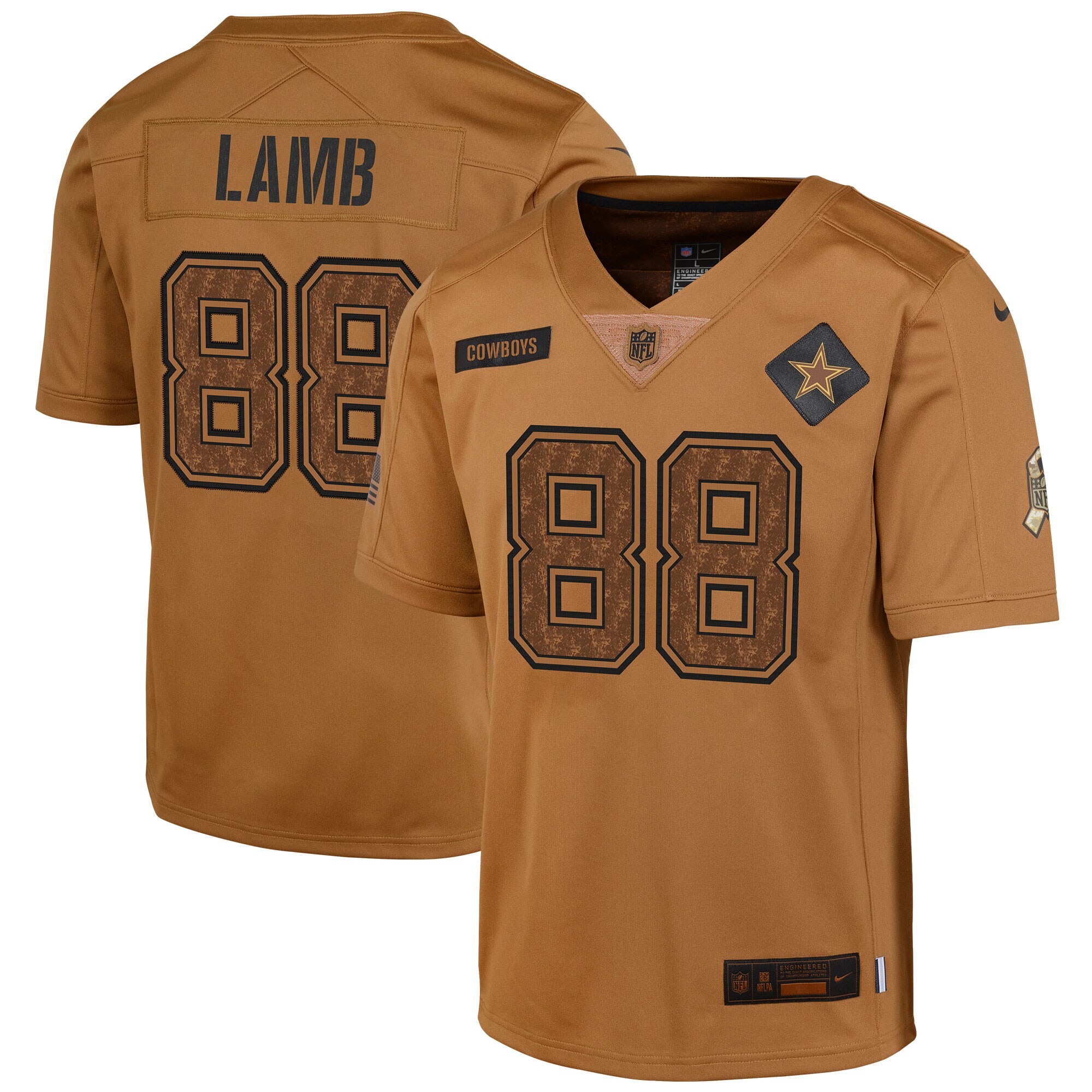Youth Dallas Cowboys CeeDee Lamb Nike Brown 2023 Salute To Service Limited Jersey
