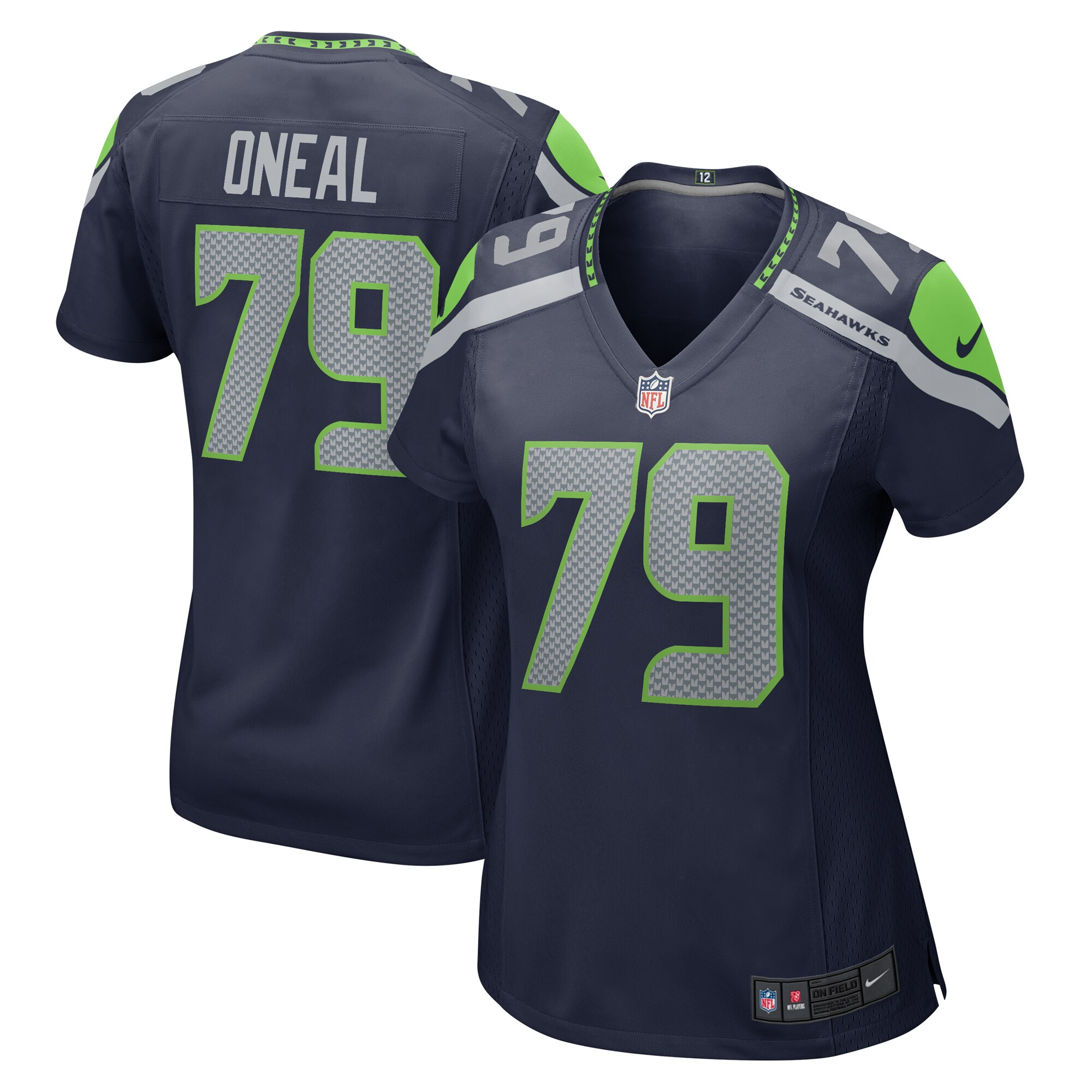 Women's Seattle Seahawks Raiqwon O'Neal Nike College Navy Team Game Jersey