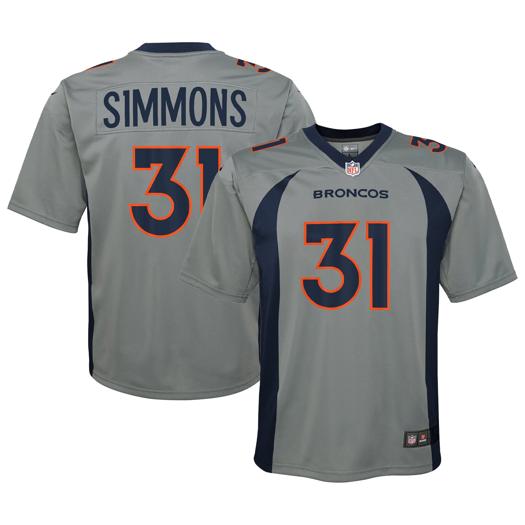 Youth Denver Broncos Justin Simmons Nike Gray Inverted Game Jersey