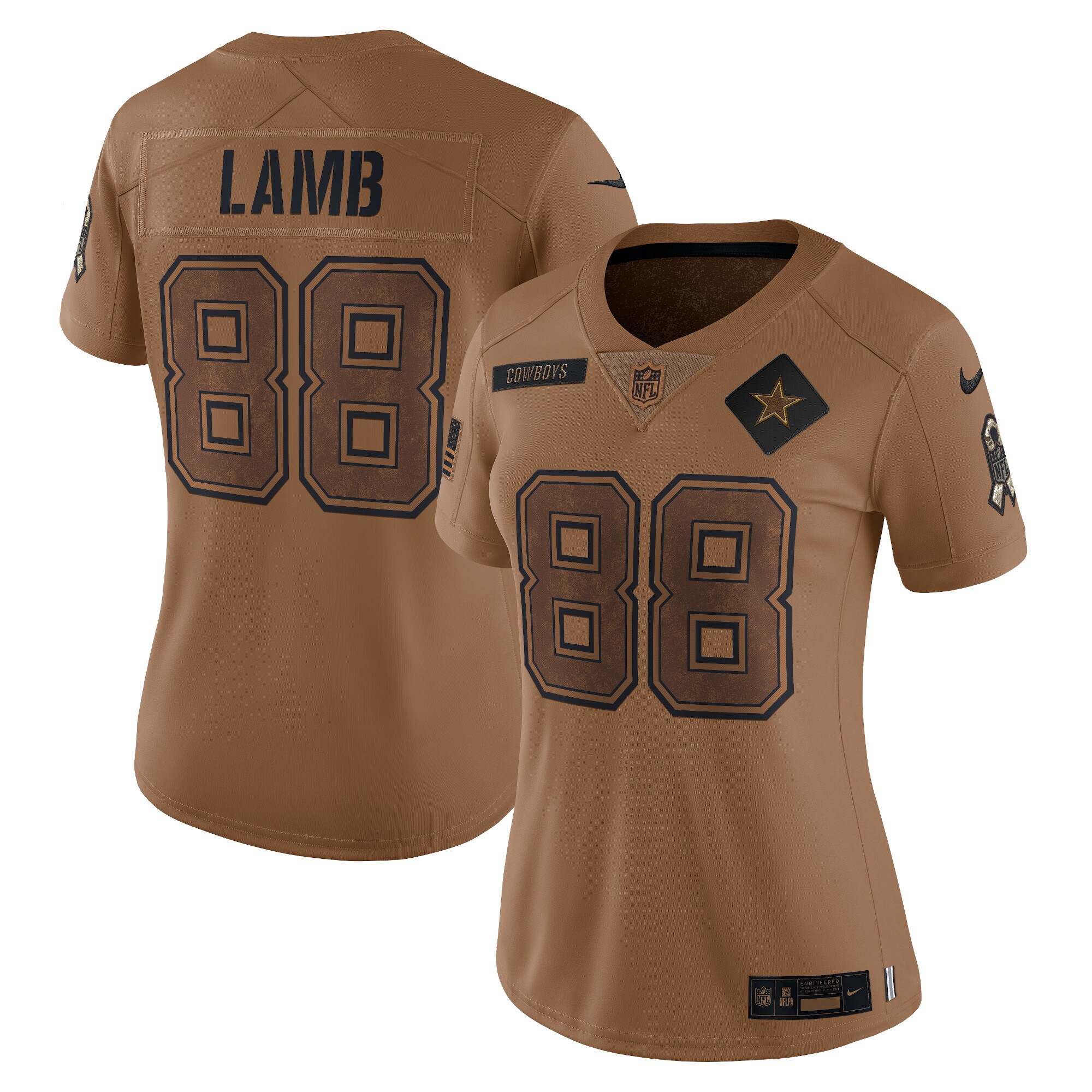 Women's Dallas Cowboys CeeDee Lamb Nike Brown 2023 Salute To Service Limited Jersey