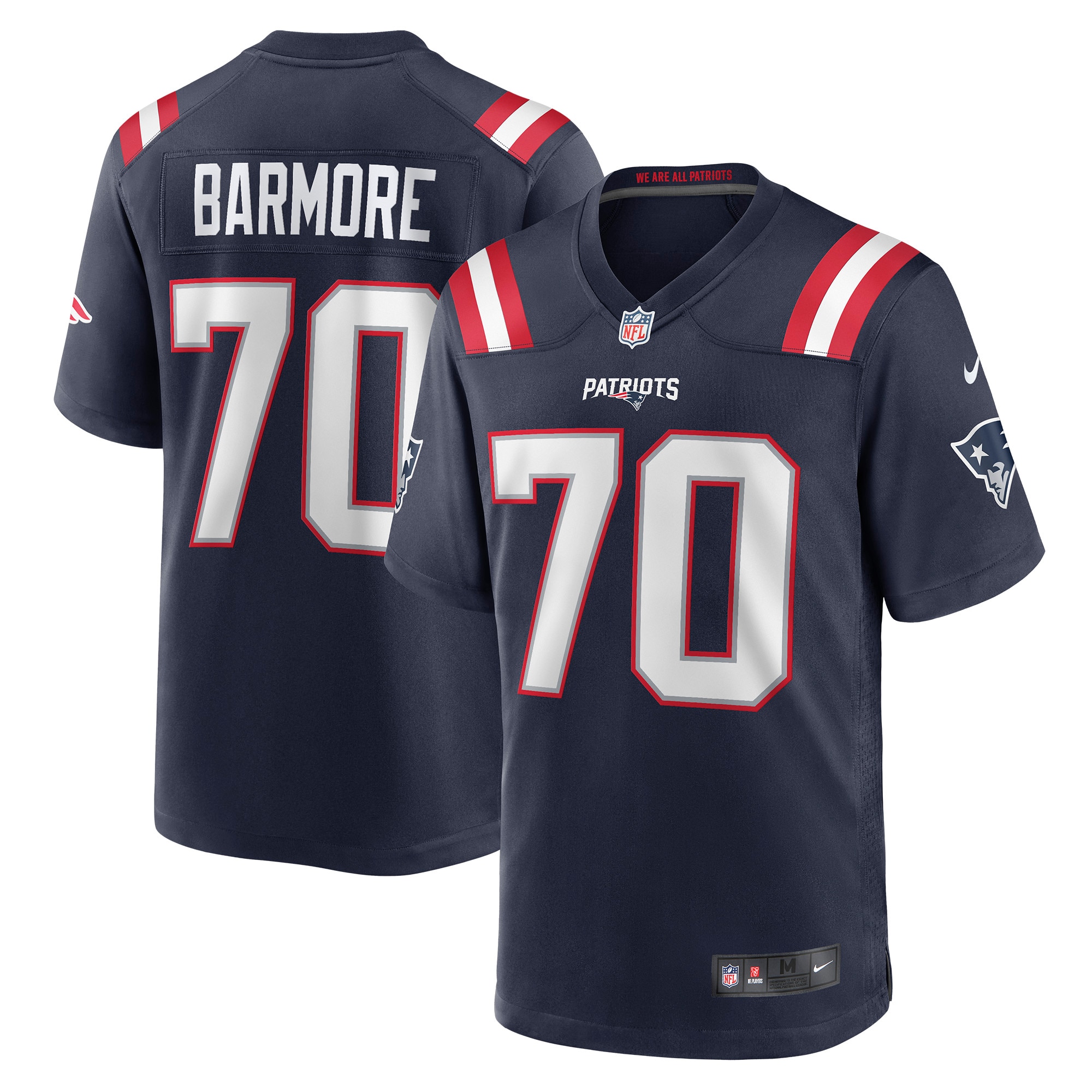Men's New England Patriots Christian Barmore Nike Navy Game Jersey