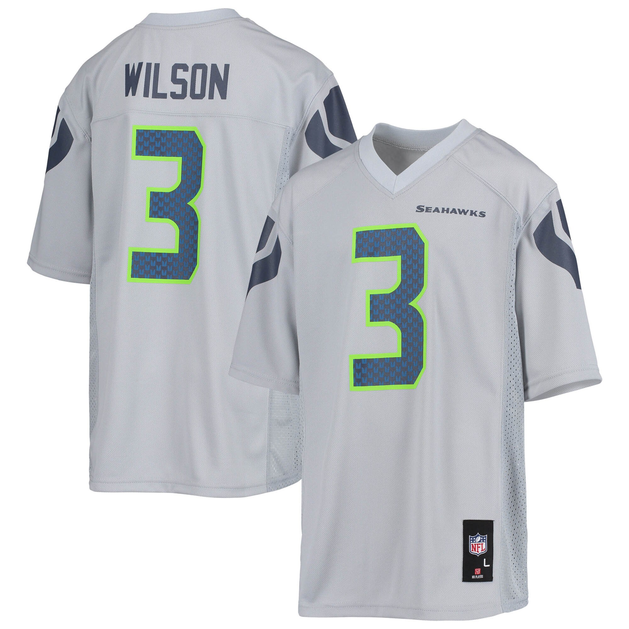 Youth Seattle Seahawks Russell Wilson Gray Replica Player Jersey