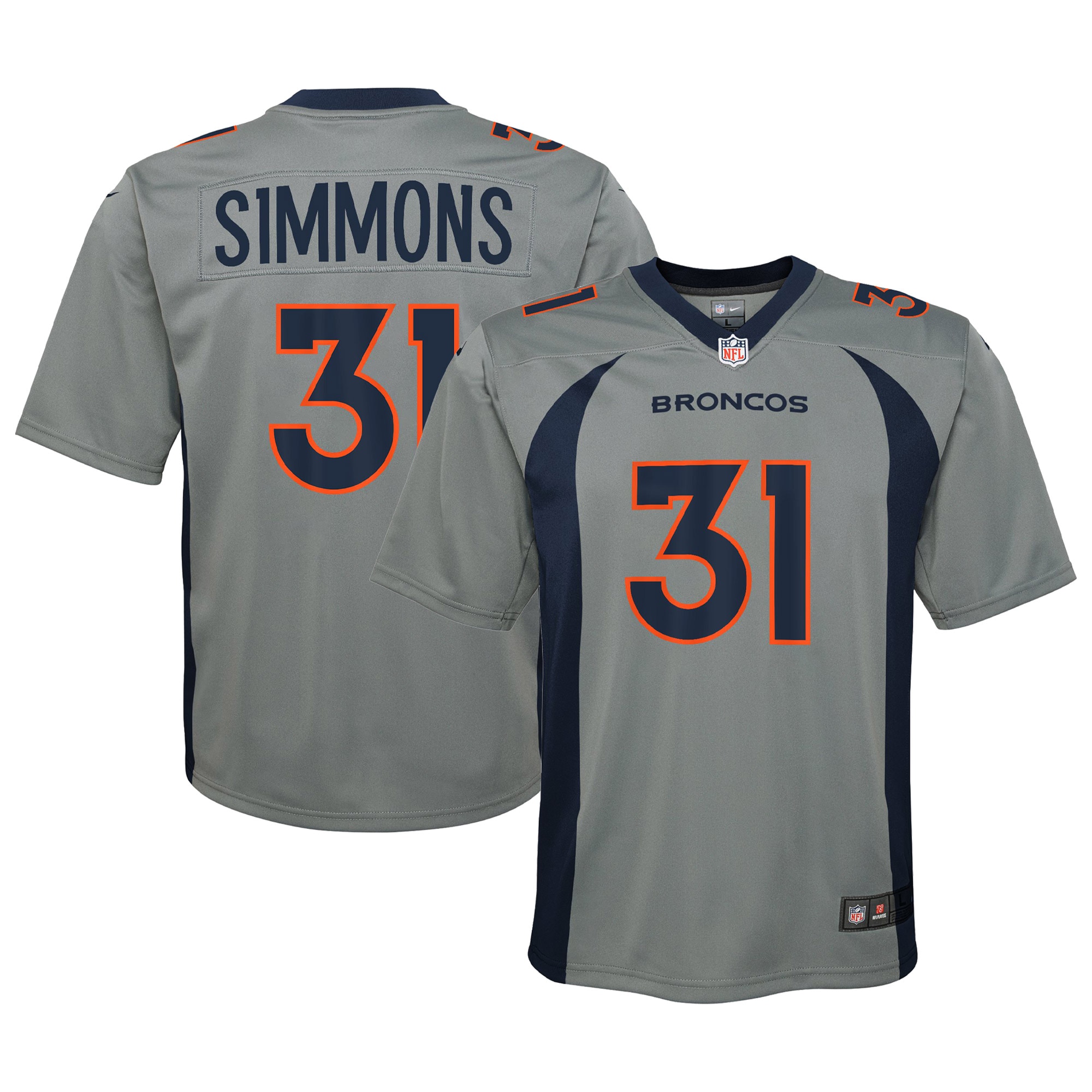 Youth Denver Broncos Justin Simmons Nike Gray Inverted Game Jersey