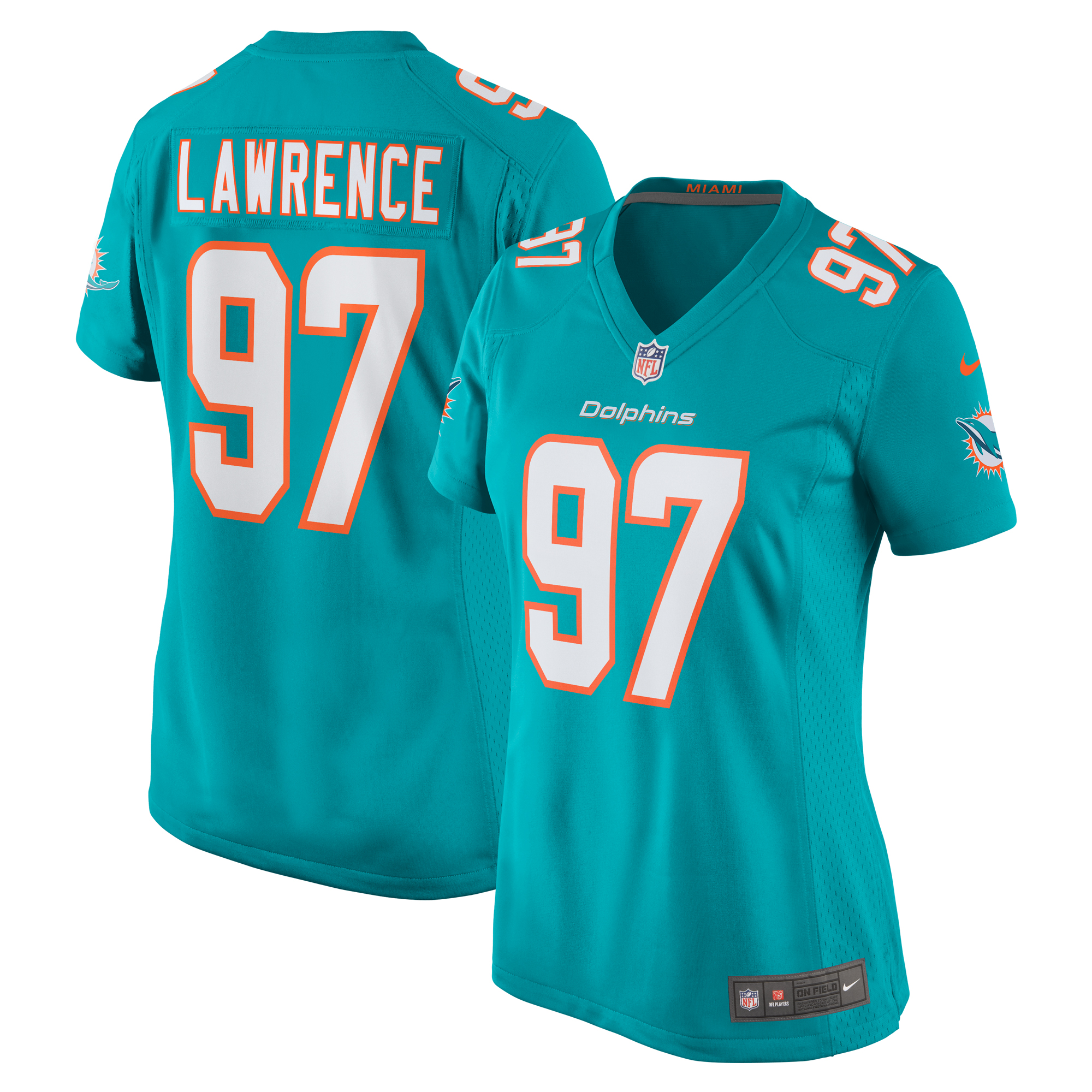 Women's Miami Dolphins Rashard Lawrence Nike Aqua Team Game Jersey