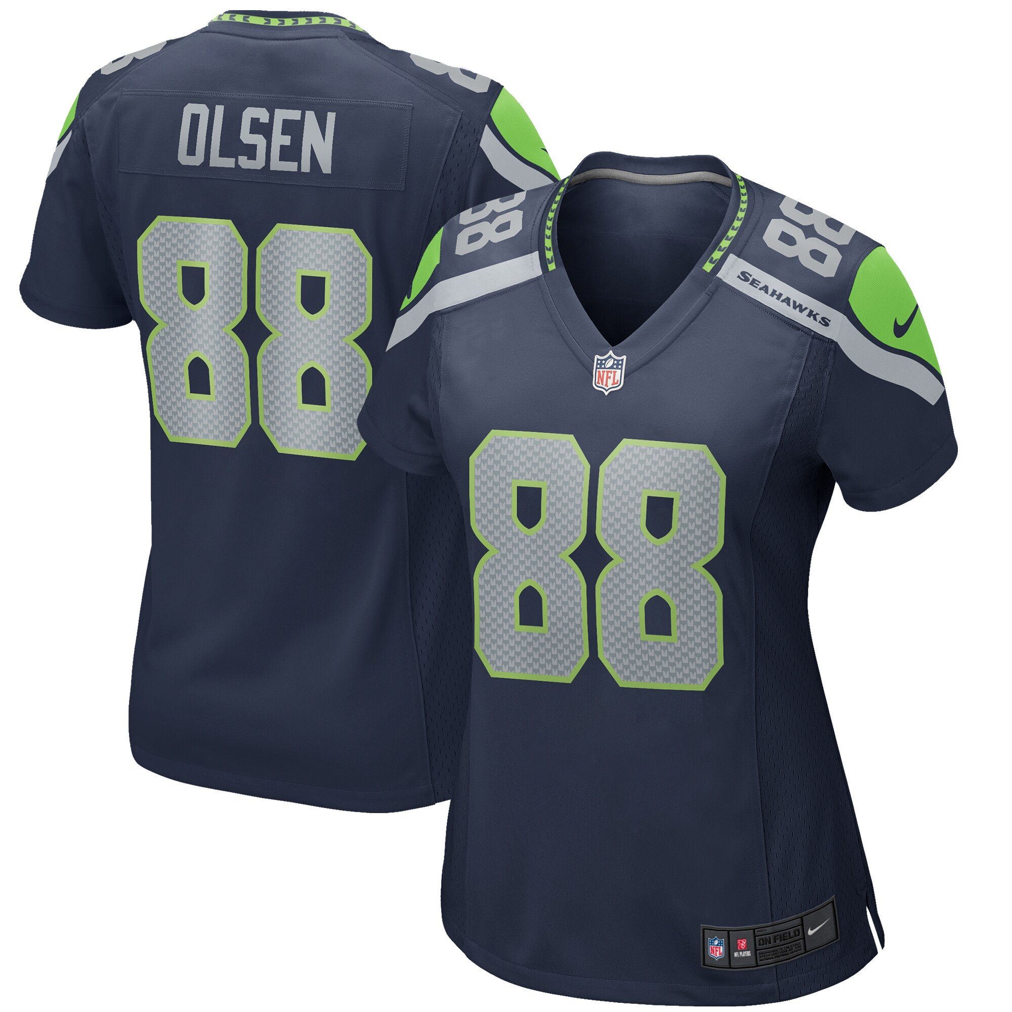 Women's Seattle Seahawks Greg Olsen Nike College Navy Game Jersey