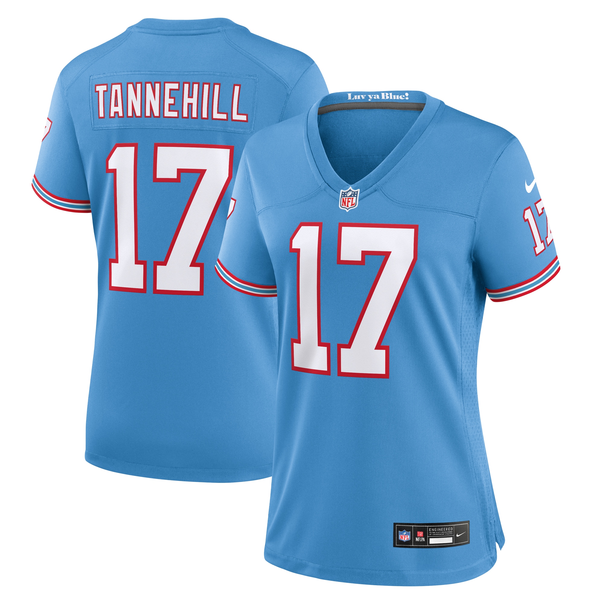 Women's Tennessee Titans Ryan Tannehill Nike Light Blue Oilers Throwback Player Game Jersey