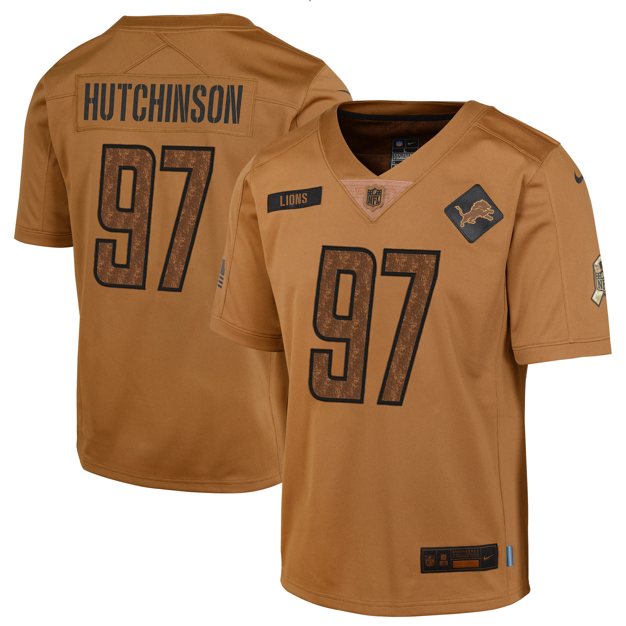 Youth Detroit Lions Aidan Hutchinson Nike Brown 2023 Salute To Service Limited Jersey