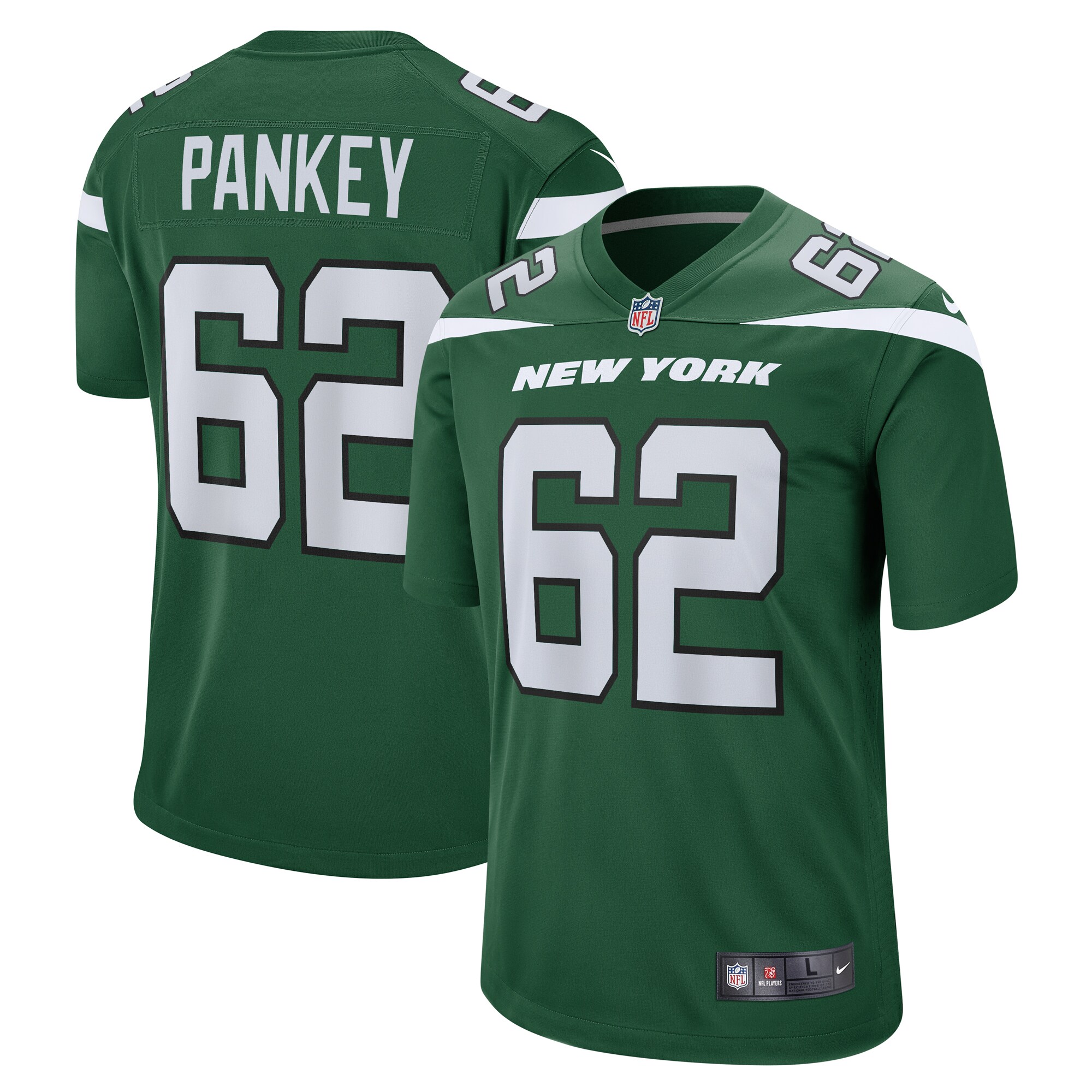 Men's New York Jets Adam Pankey Nike Gotham Green Team Game Jersey
