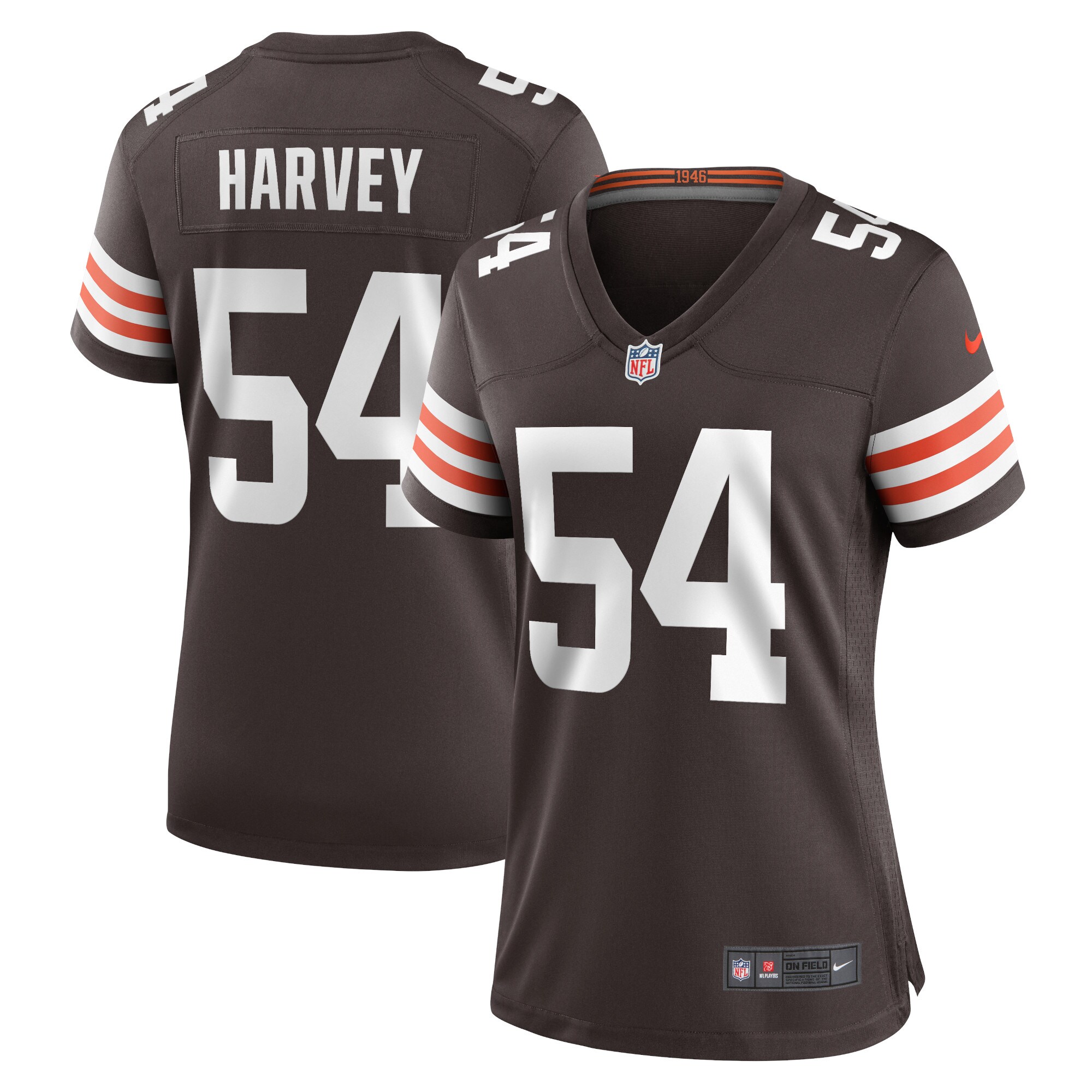 Women's Cleveland Browns Willie Harvey Nike Brown Player Game Jersey