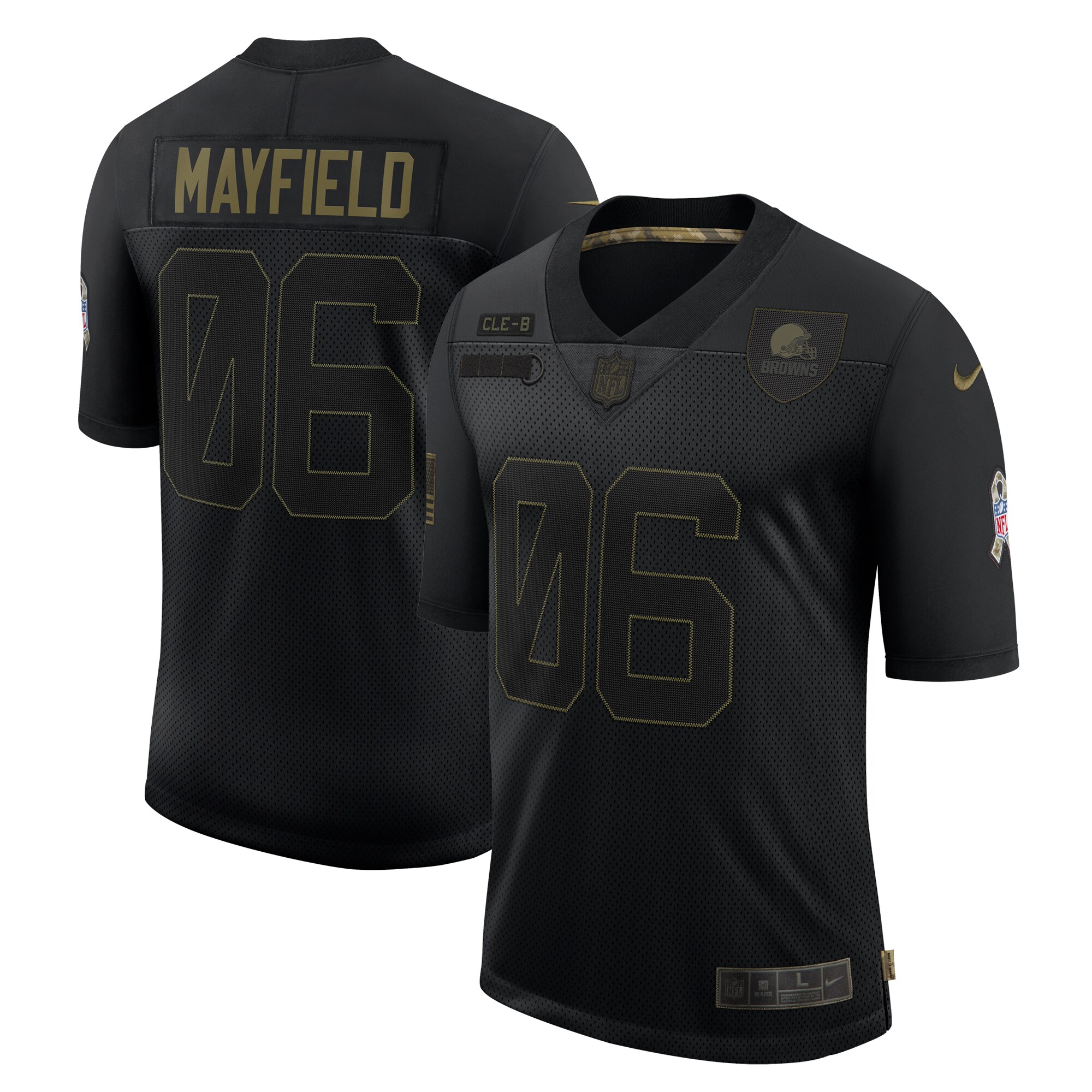 Men's Cleveland Browns Baker Mayfield Nike Black 2020 Salute To Service Limited Jersey