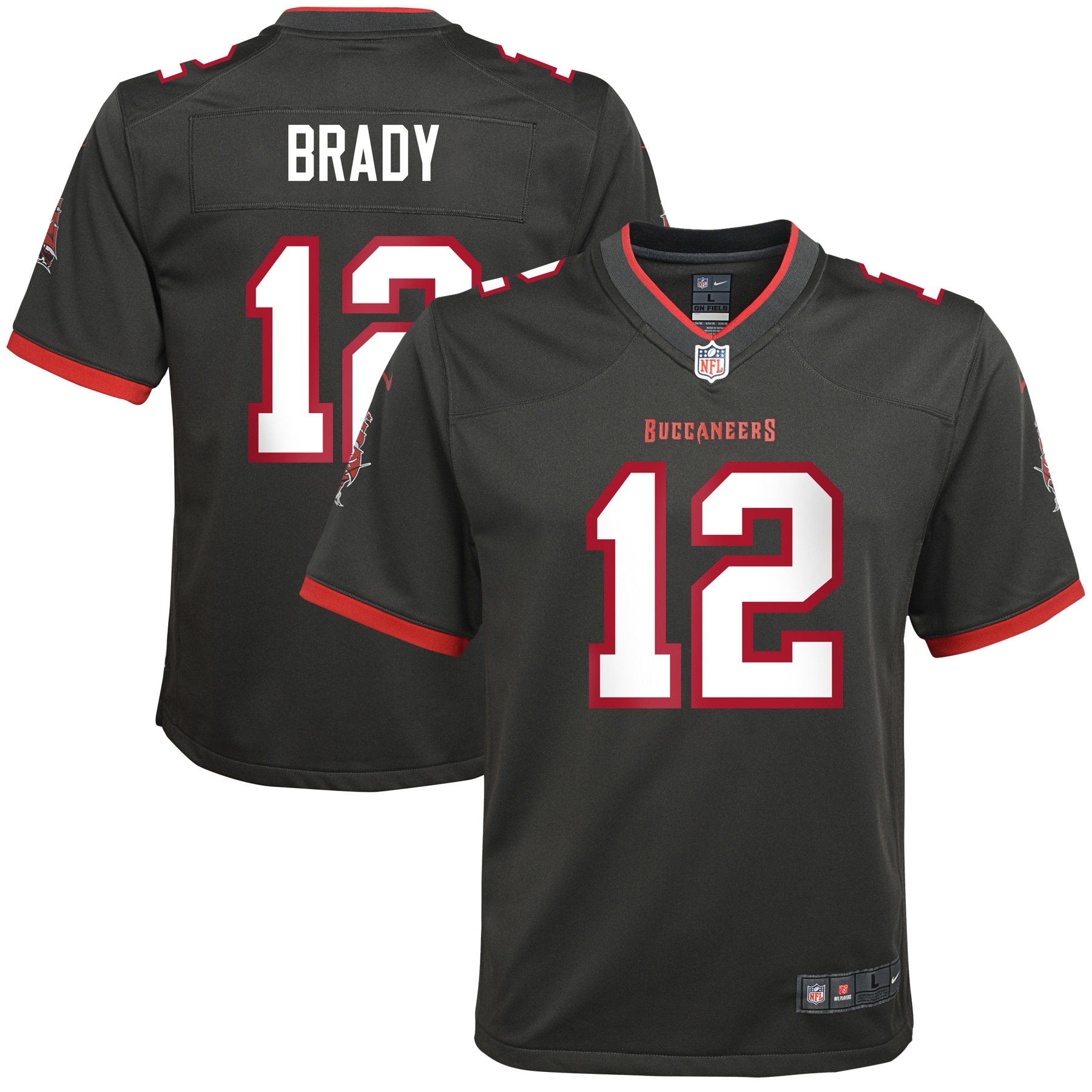 Youth Tampa Bay Buccaneers Tom Brady Nike Pewter Alternate Game Jersey