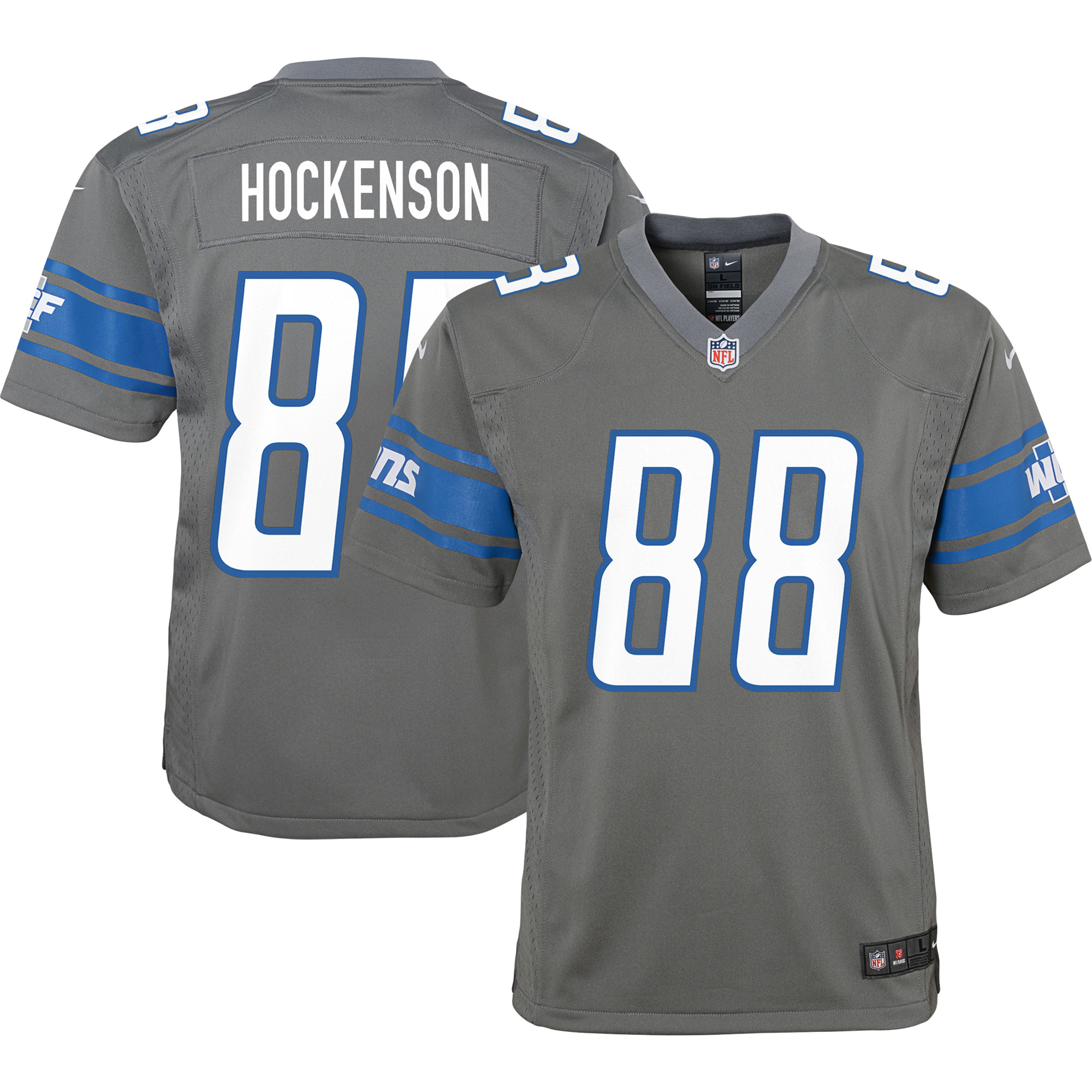 Youth Detroit Lions T.J. Hockenson Nike Silver Team Game Jersey