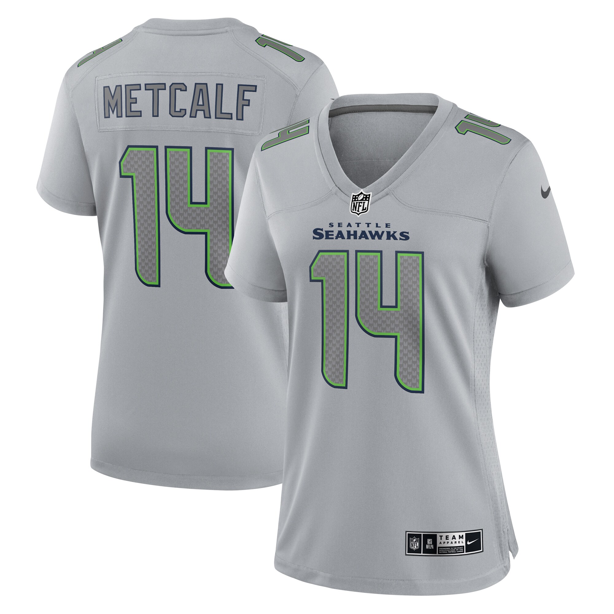 Women's Seattle Seahawks DK Metcalf Nike Gray Atmosphere Fashion Game Jersey