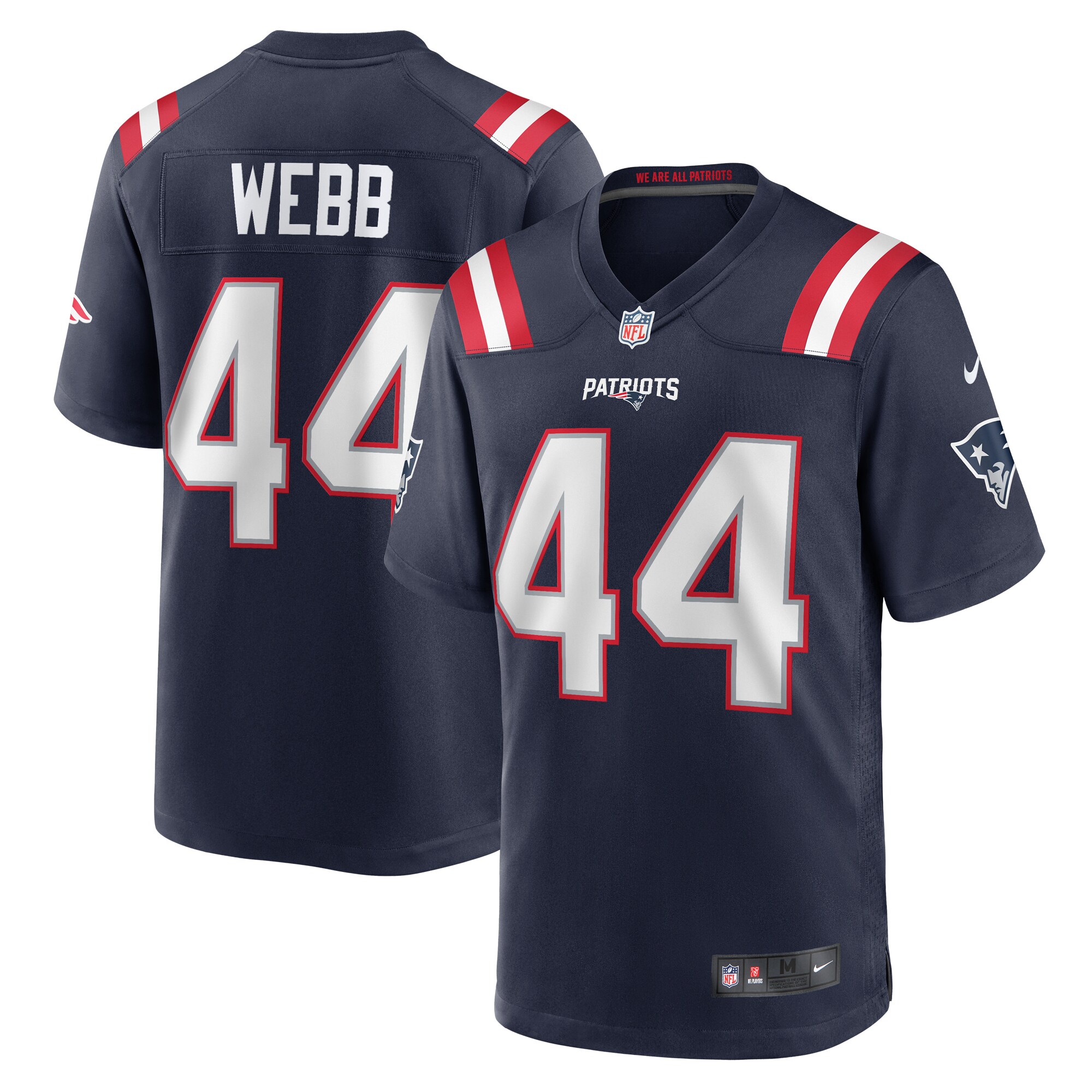 Men's New England Patriots Raleigh Webb Nike Navy Home Game Player Jersey